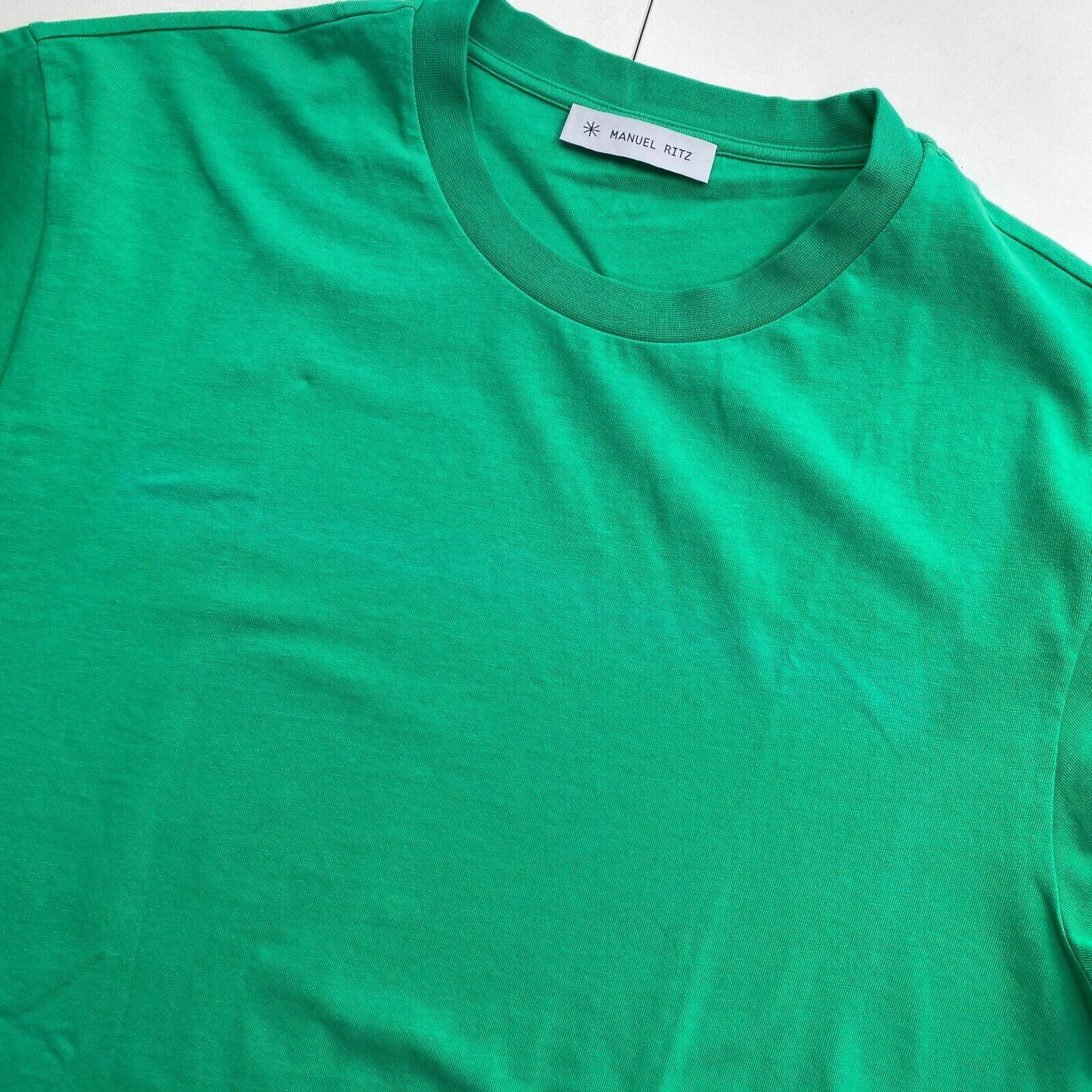 MANUEL RITZ Men Green Cotton Crew Neck Short Sleeve T Shirt Size M