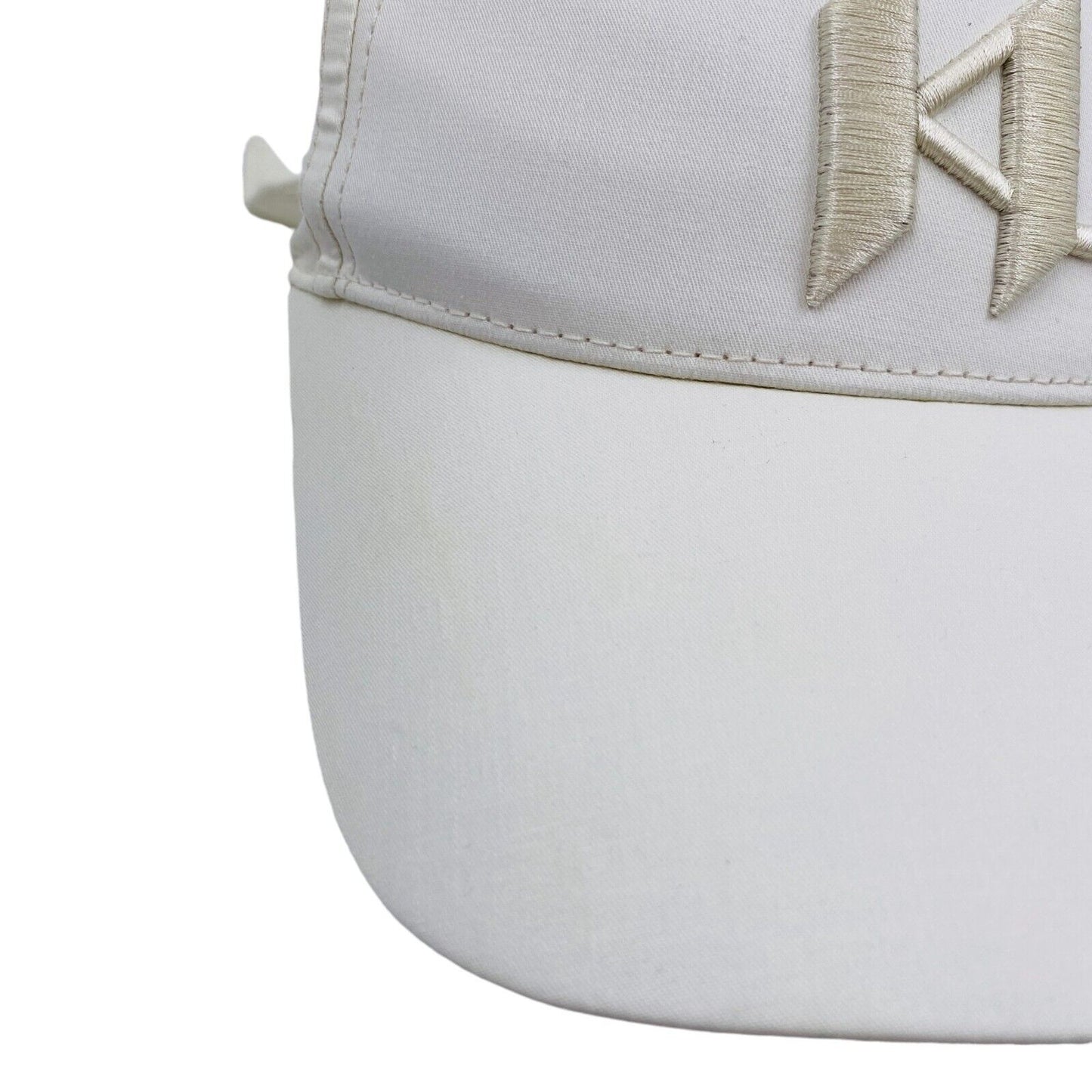 KARL LAGERFELD Women White Cotton Logo Ribbon Baseball Cap Hat One Size