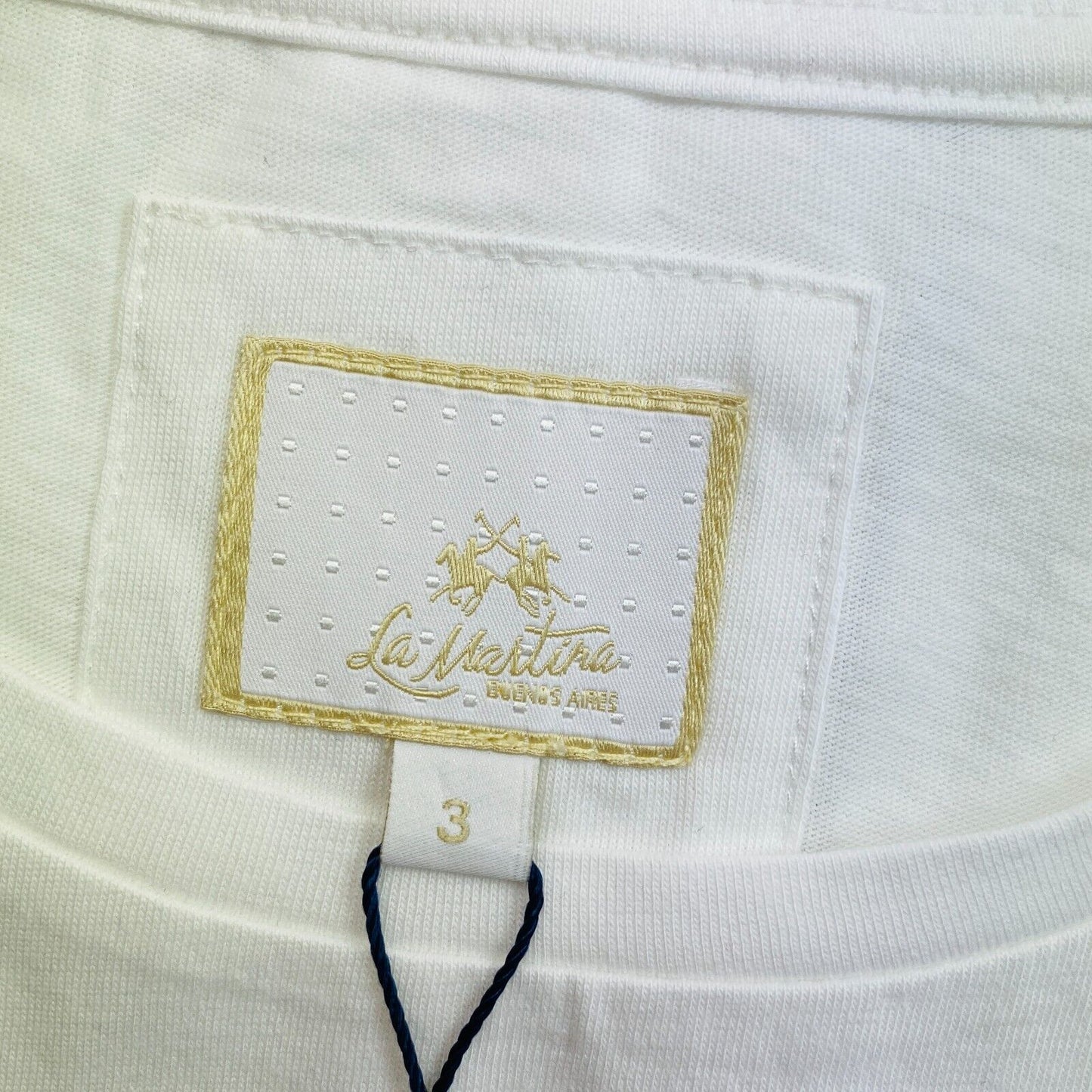 LA MARTINA White Cotton Jersey Crew Neck T Shirt Size 3 / M