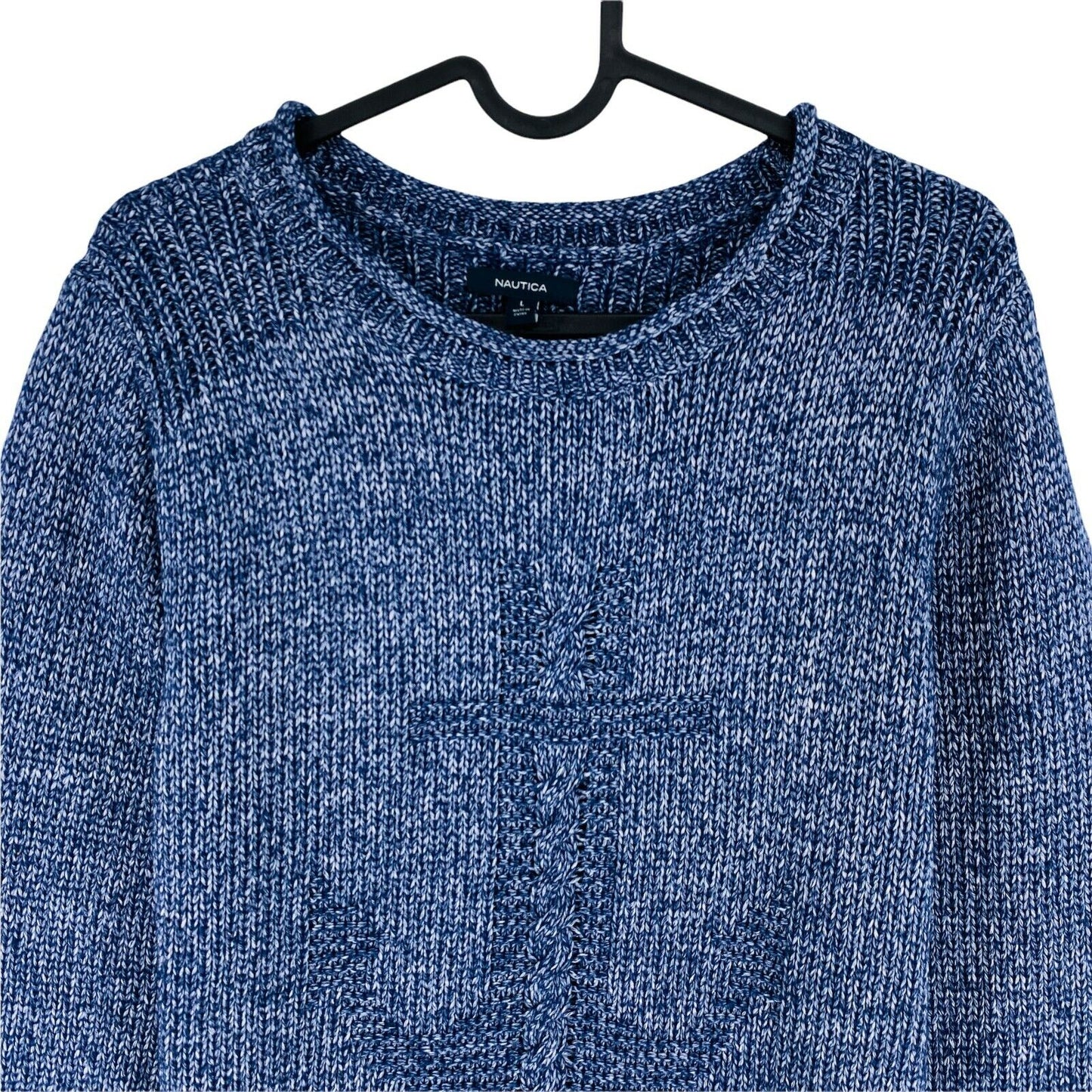 NAUTICA Navy Blue Knitted Crew Neck Sweater Jumper Size XS L