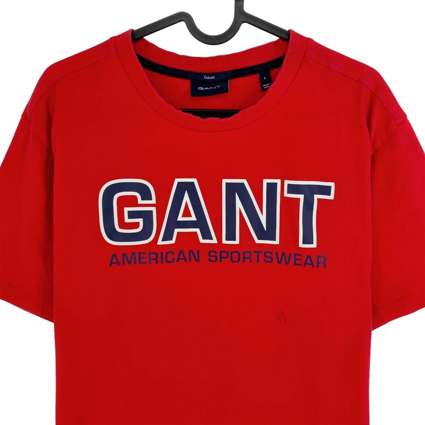 GANT Lässiges T-Shirt mit Rundhalsausschnitt und rotem Logo, Größe L