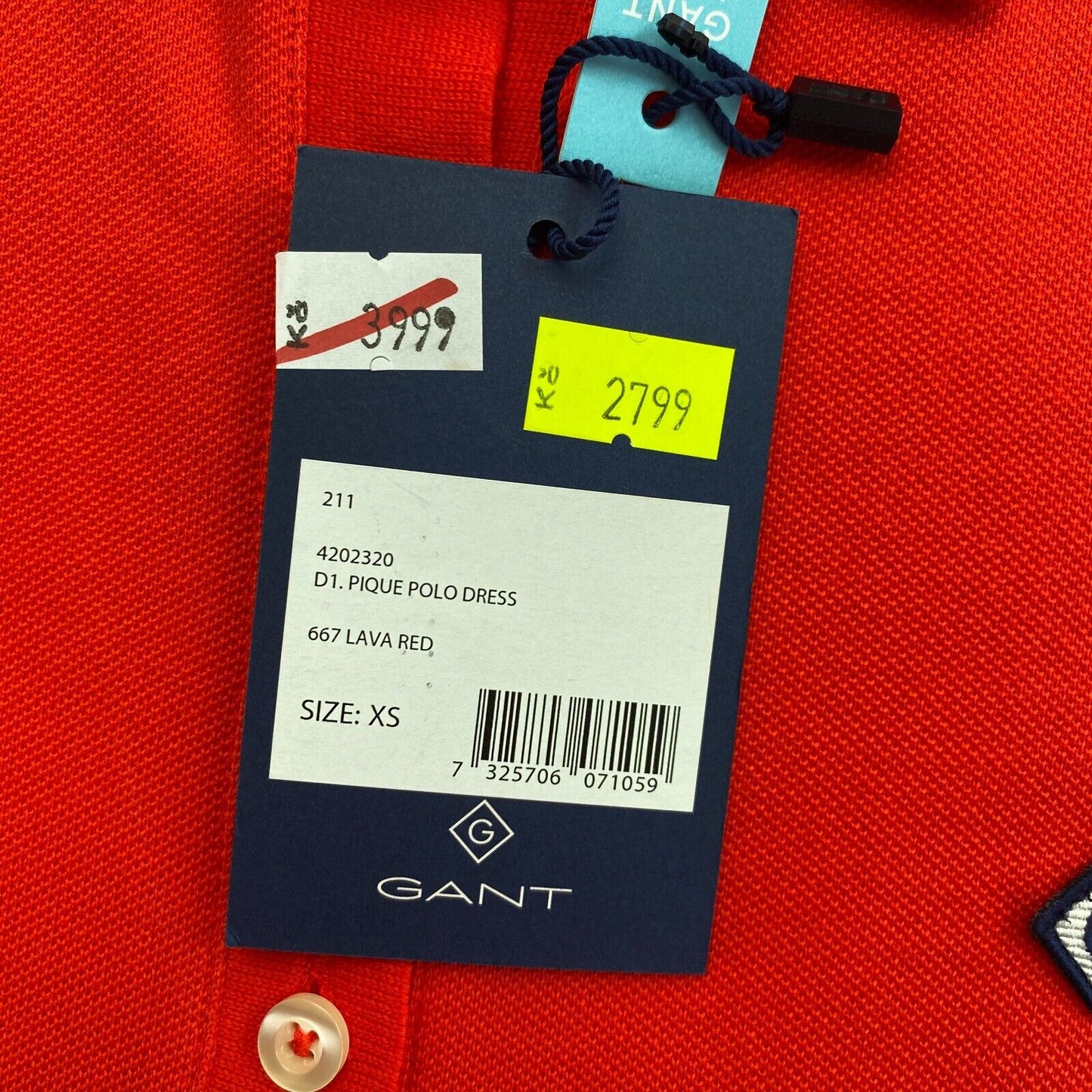 GANT Rotes Piqué-Poloshirtkleid, Größe XS