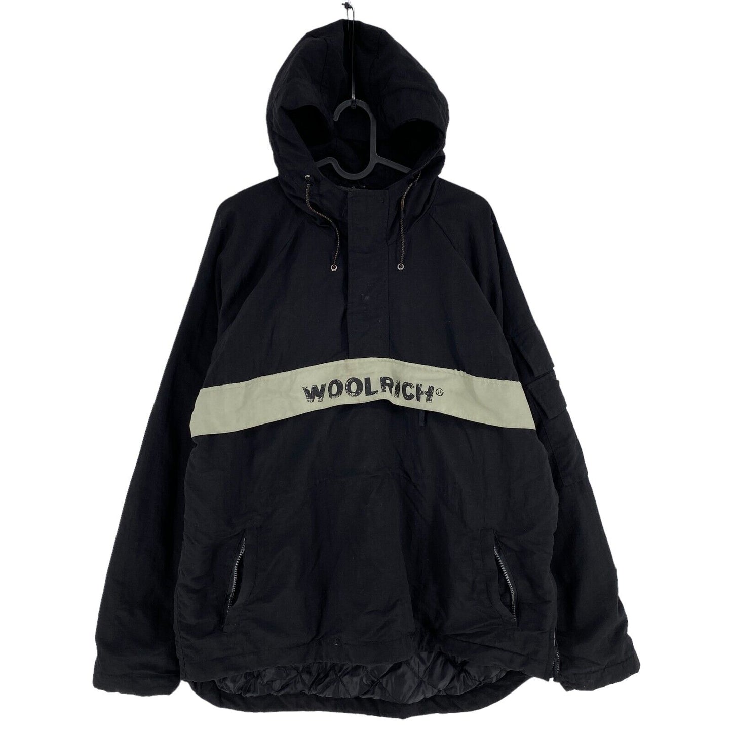 WOOLRICH Black Hooded Anorak Jacket Coat Size M