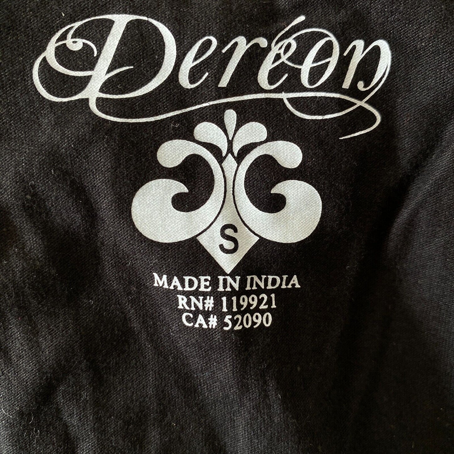 DEREON Black V Neck Top T Shirt Size S