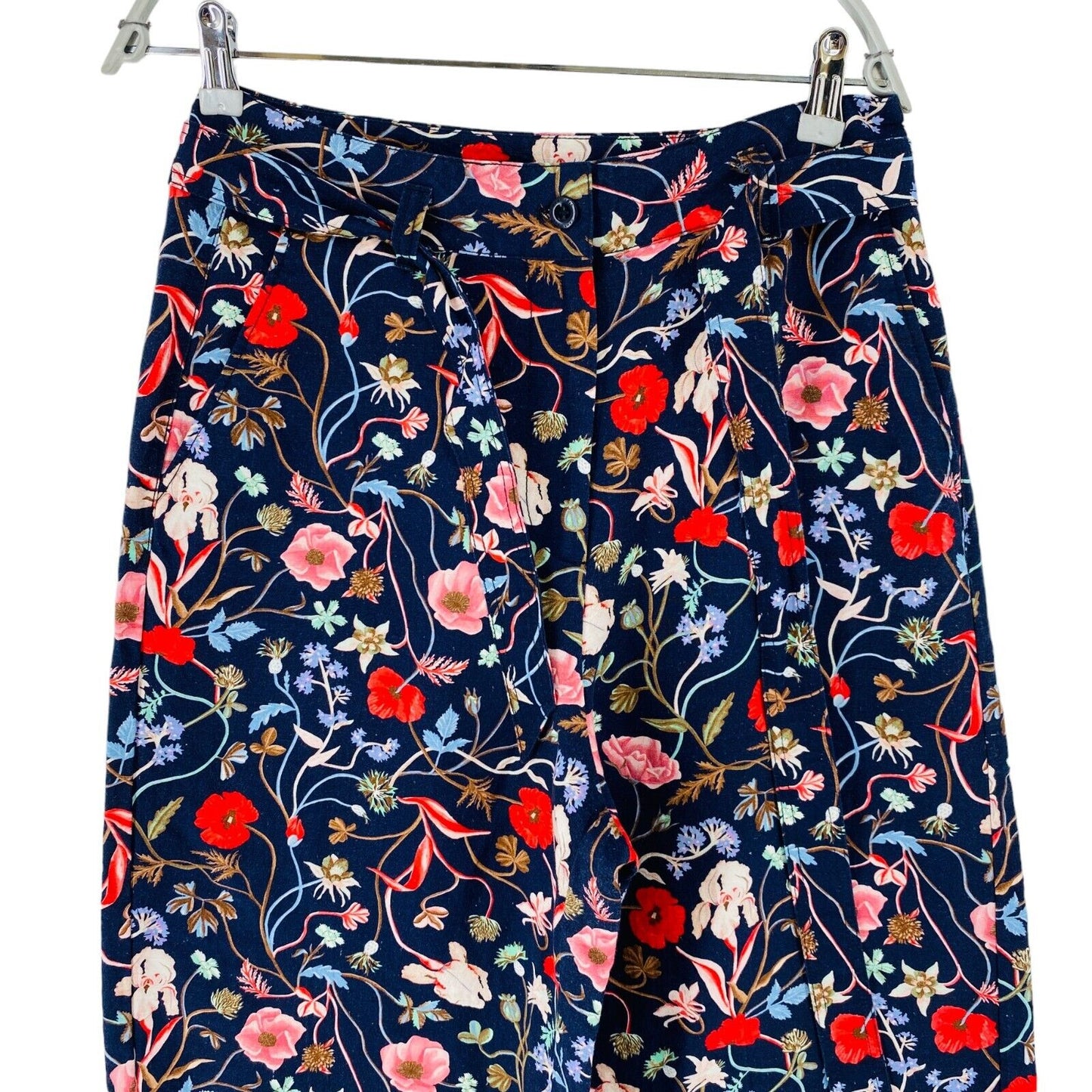 GANT Women Blue Floral Relaxed Straight Fit Cropped Pants EUR 38 UK 10 US 8 W28