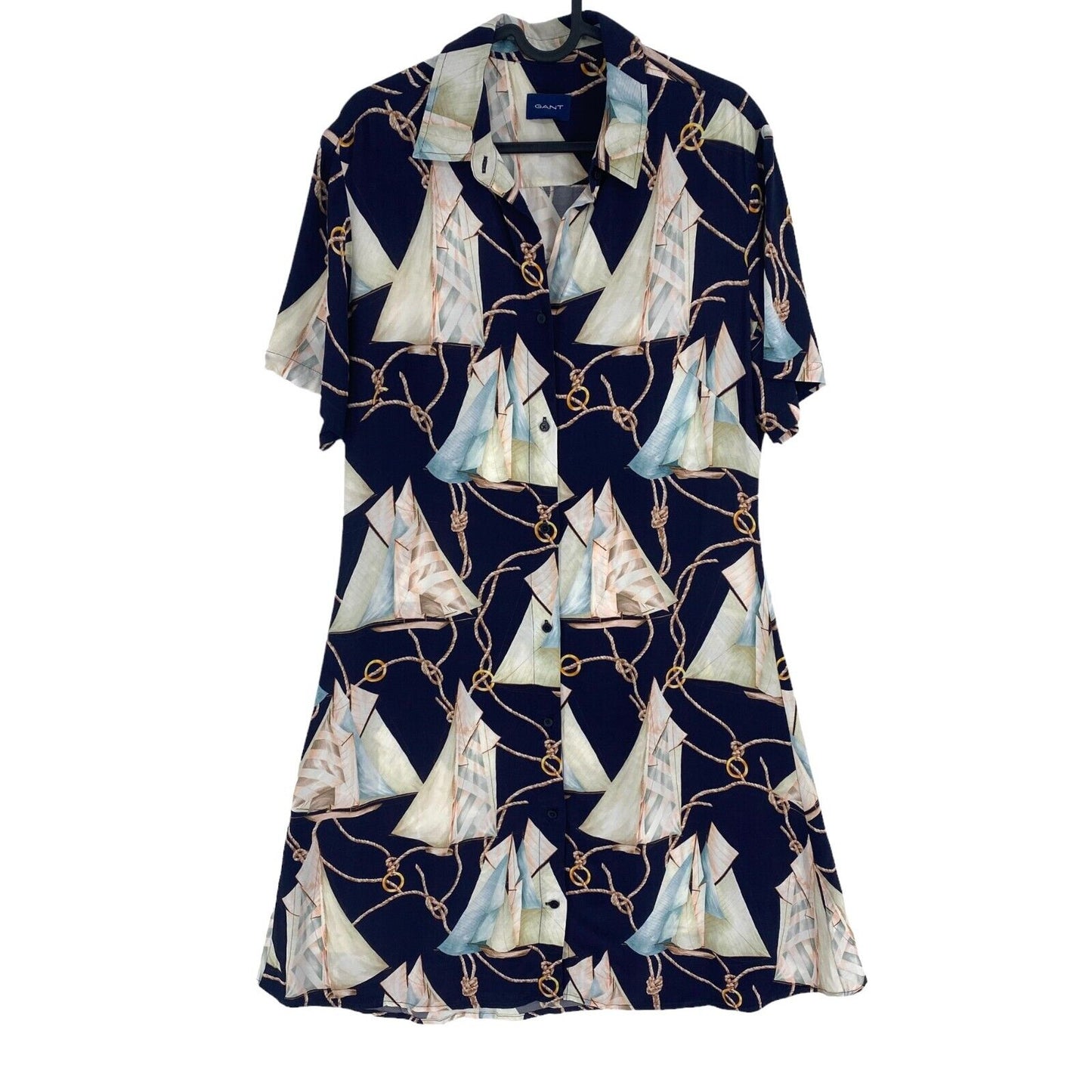 GANT Women Navy Blue Sailing Print Shirt Dress Size EU 36 UK 8 US 6