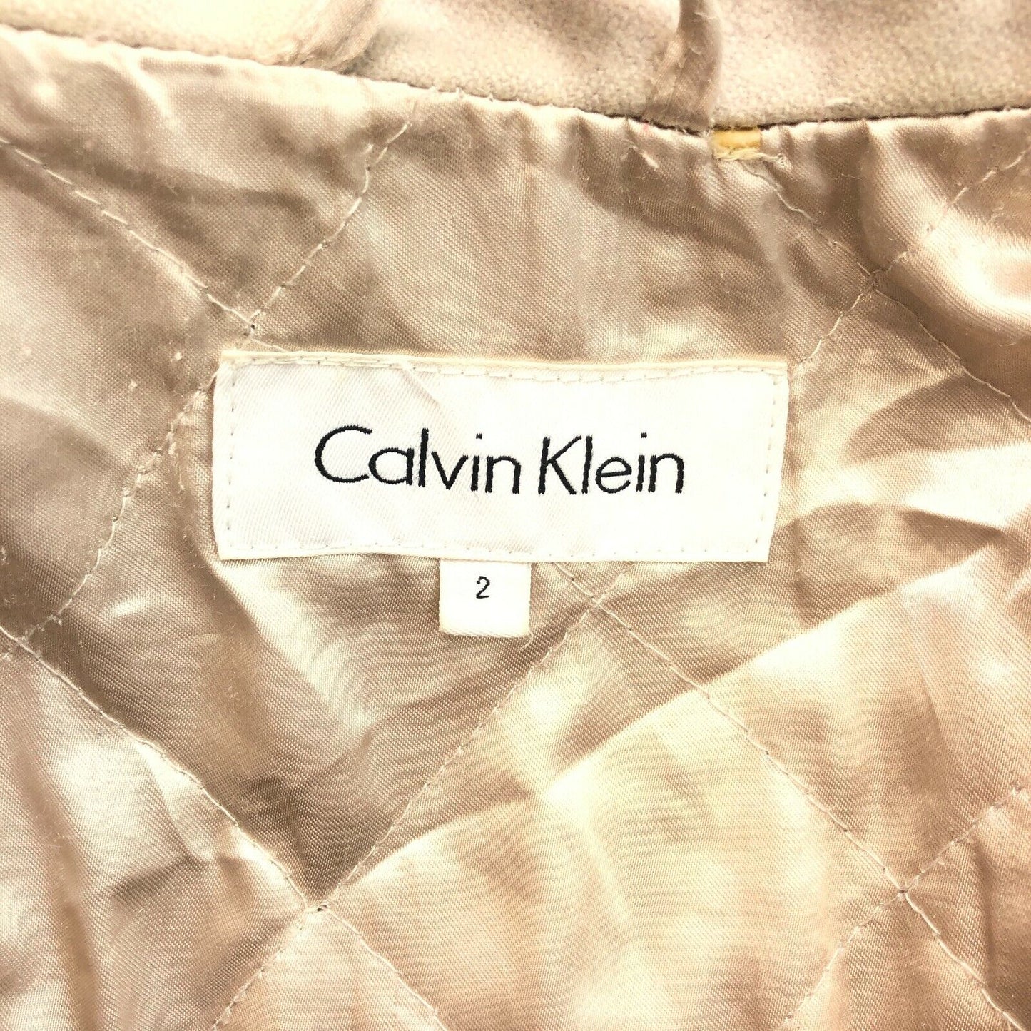 CALVIN KLEIN Beige Wool Blend Pea Coat Jacket Size M