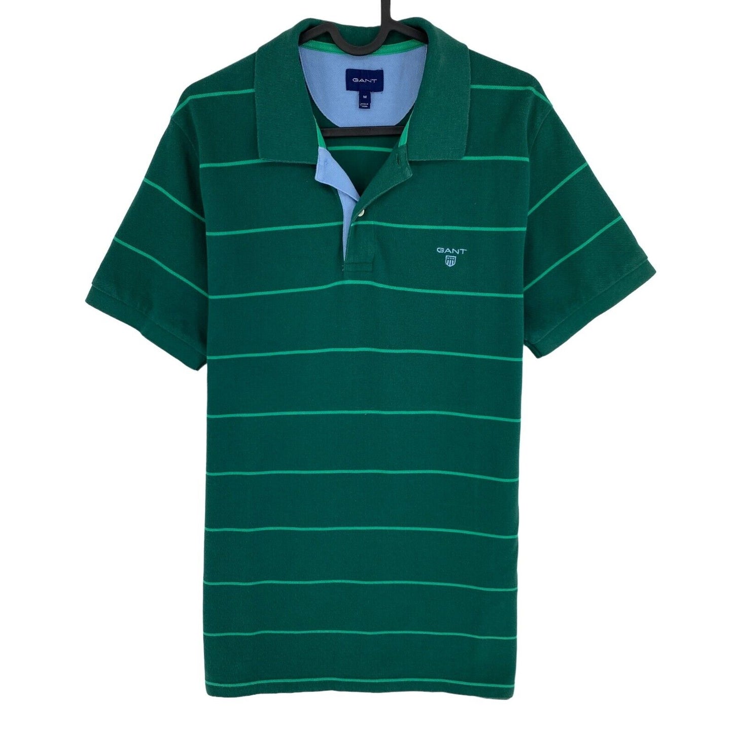 GANT Dark Green Bar Stripe Pique Rugger Polo Shirt Size M