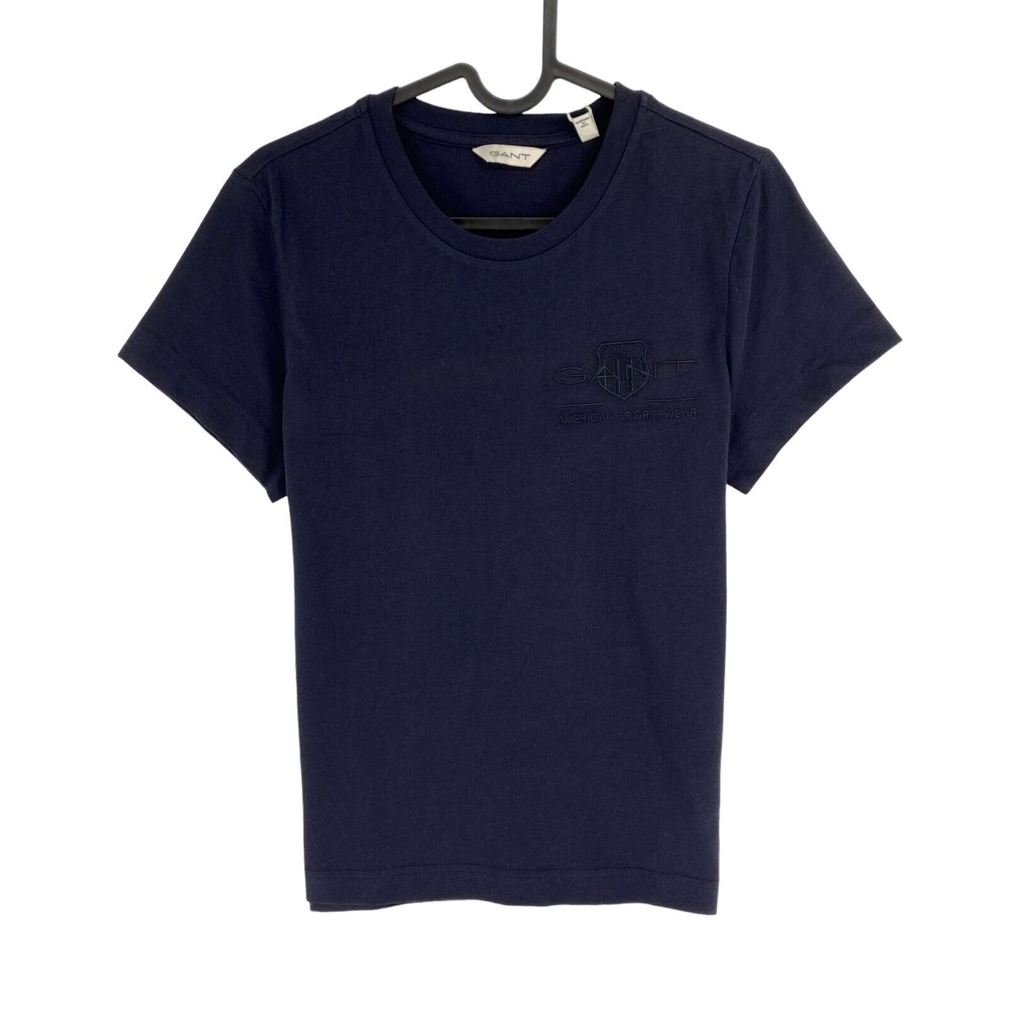 GANT Women Navy Blue Reg Tonal Shield Crew Neck Short Sleeves T Shirt Size S