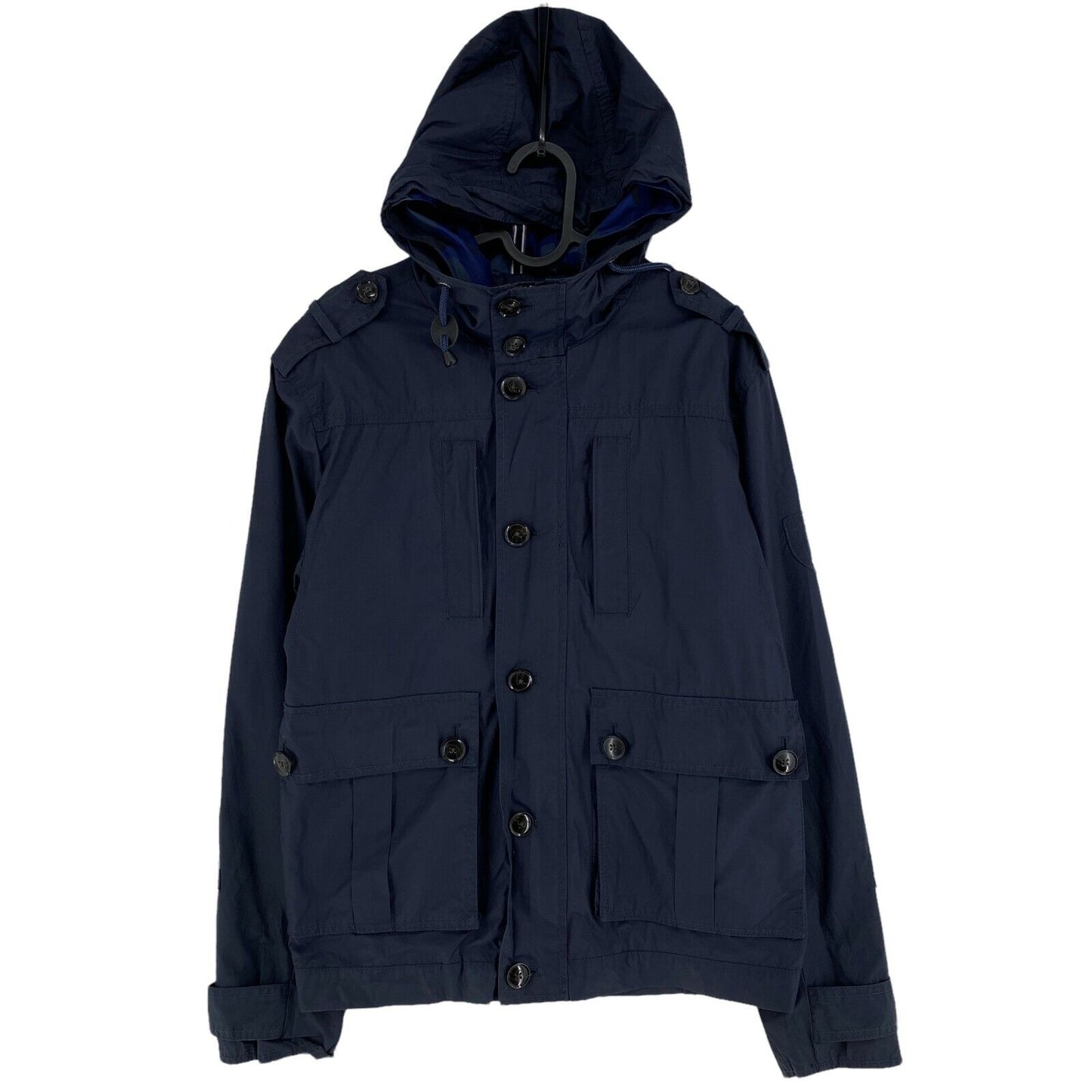 TOMMY HILFIGER Navy Blue Cotton Blend Hooded Jacket Size M