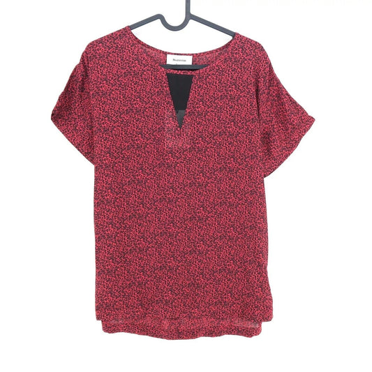 RRP €59 MODSTROM Red Leo Print Crew Neck Blouse Top T Shirt Size L