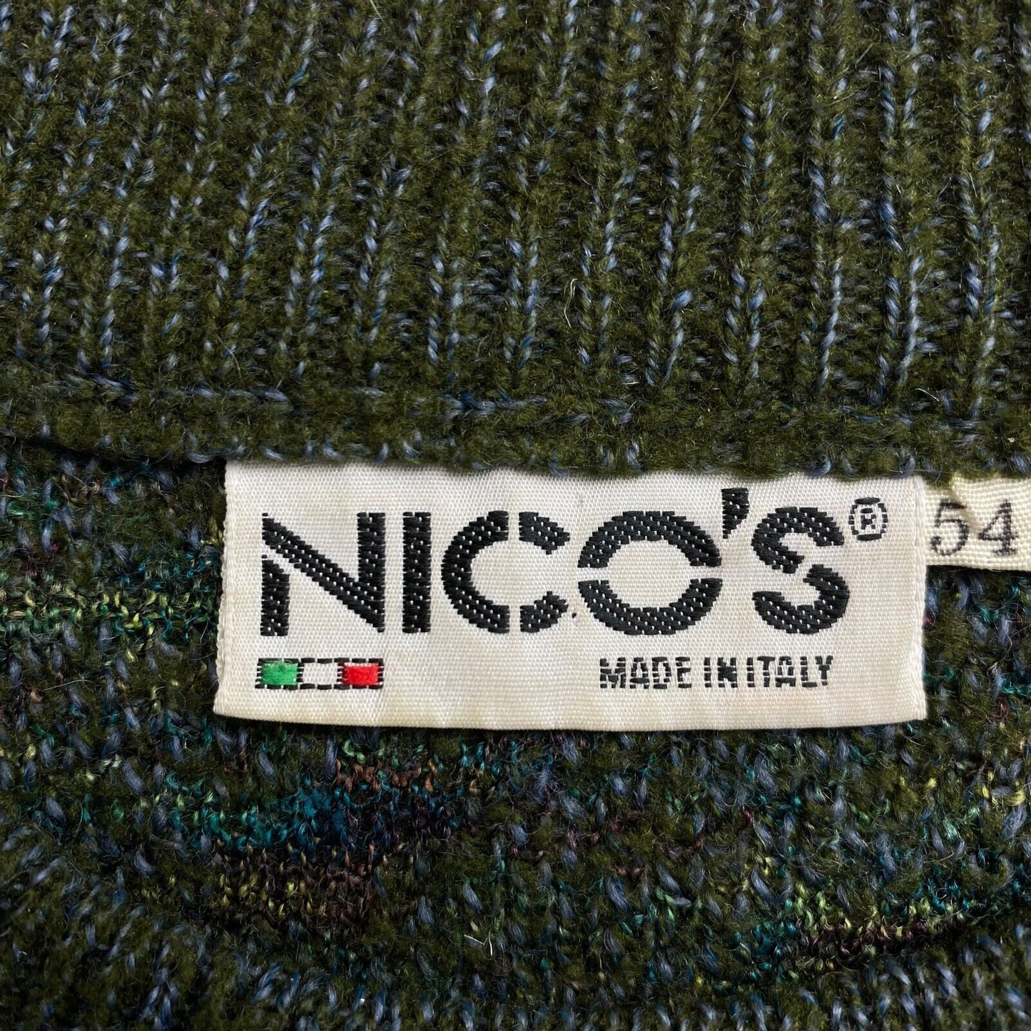 Cosby Vintage Retro 90s NICO`S Green Sweater Pullover Size EU 54 UK/US 44