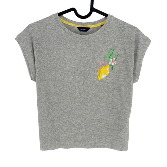 GANT Girls Grey Embroidered Crew Neck T Shirt Size 9-10 Years 134/140 cm