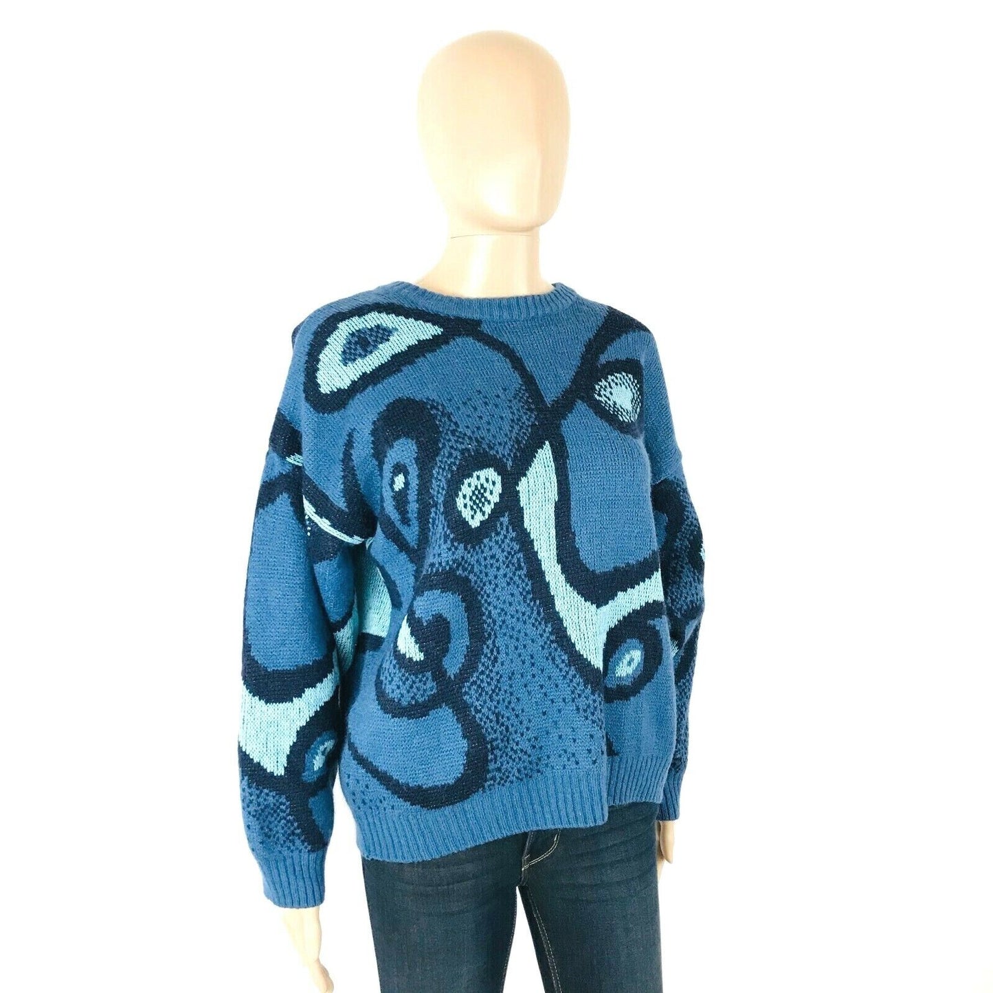 Cosby Vintage Retro 90s Lan Marcello Blue Jumper Sweater Size L