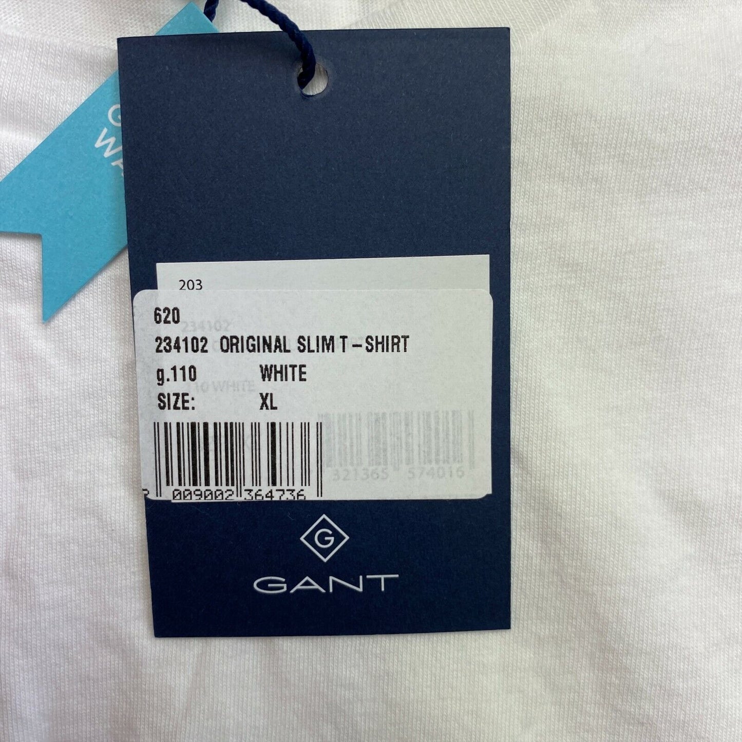 GANT White Original Slim Crew Neck T Shirt Size XL