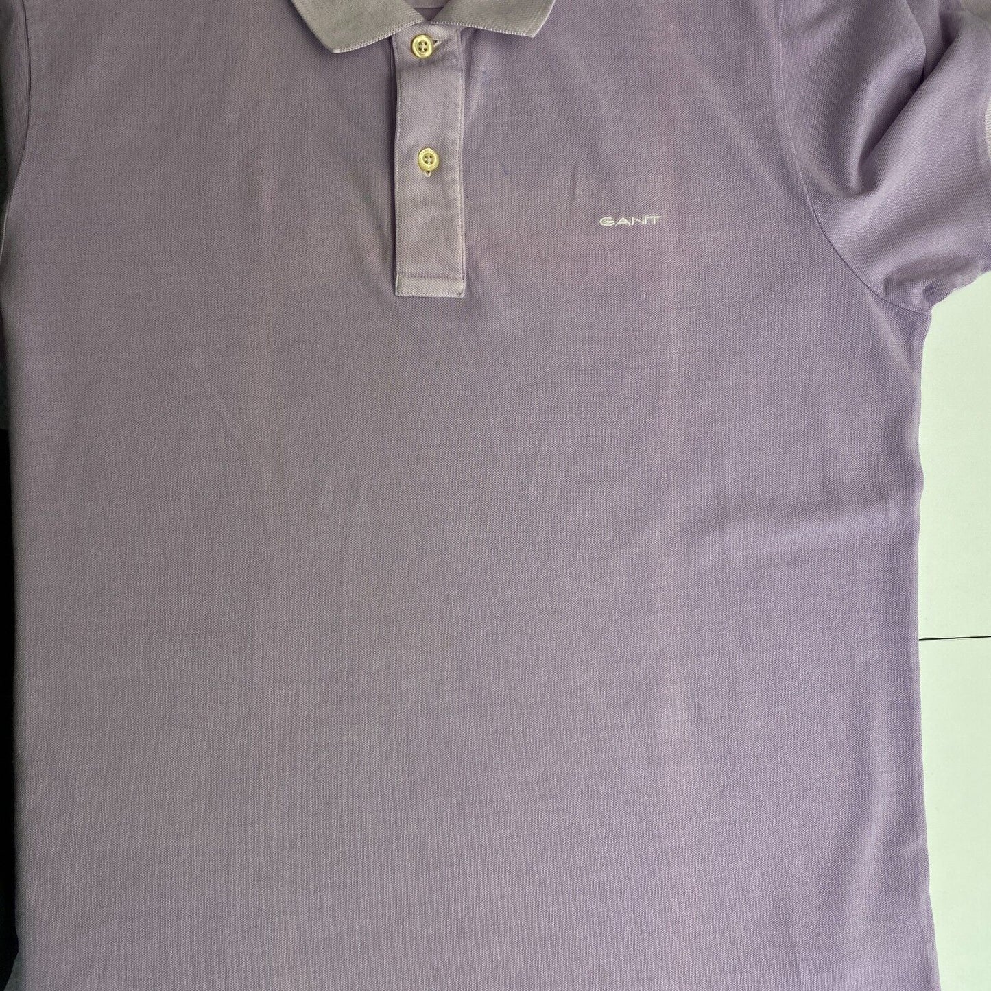 GANT Men Light Purple Sun Faded Pique Rugger Short Sleeve Polo Shirt Size L