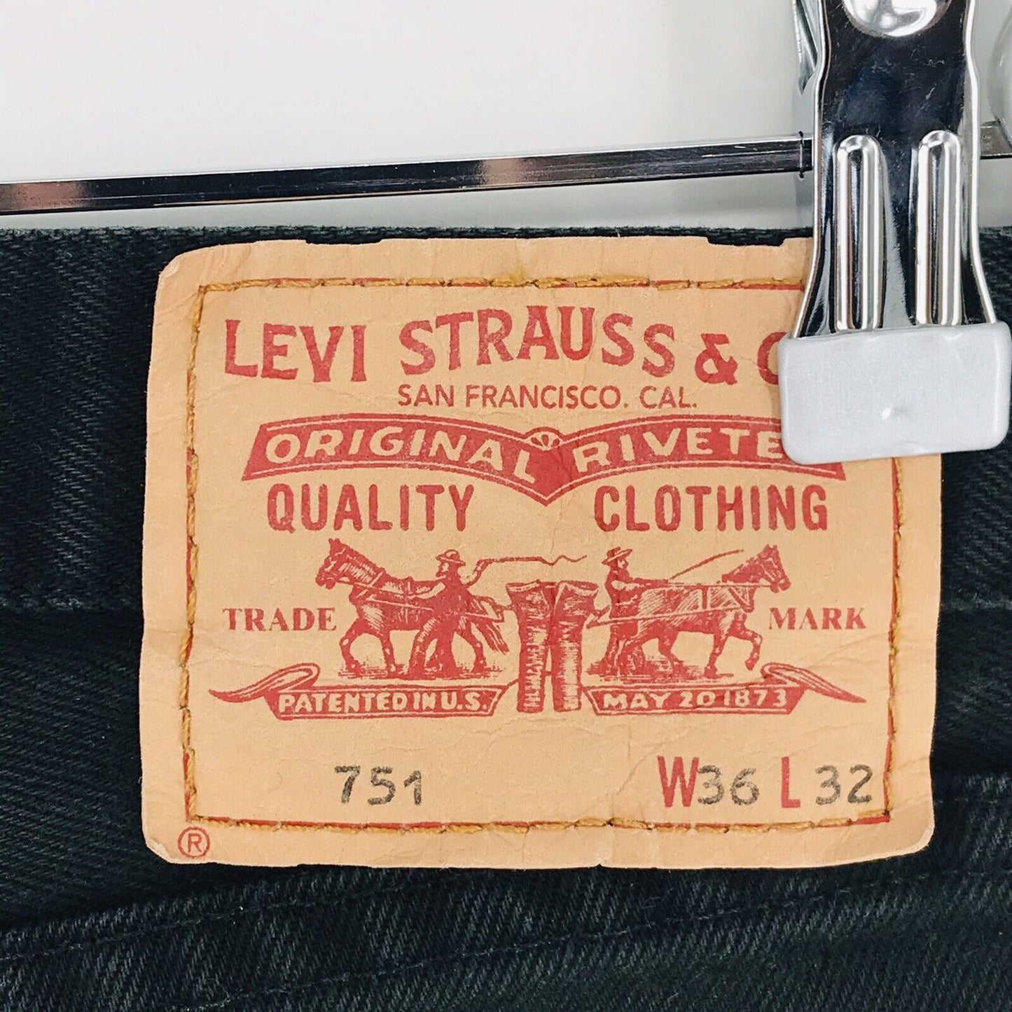 Vintage Levi's 751 Black Regular Straight Fit Jeans Size W36 L32