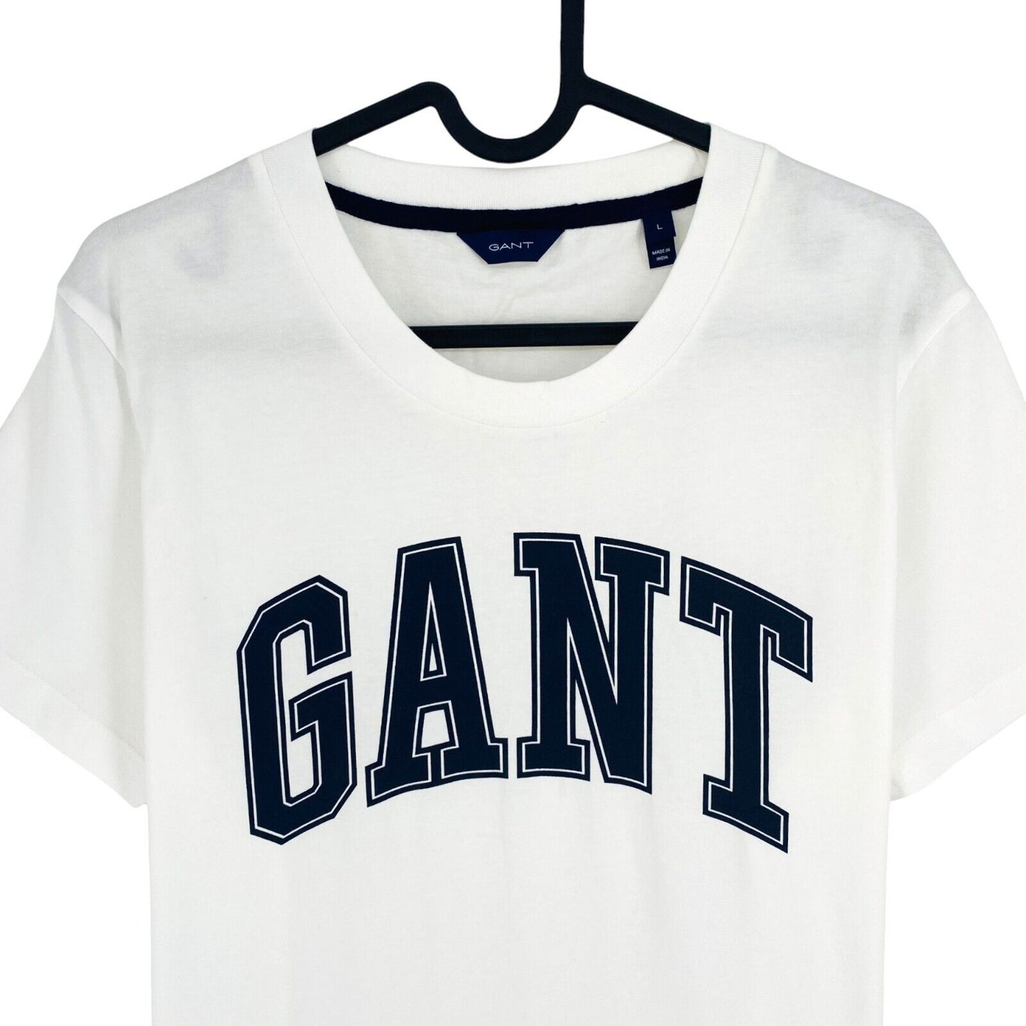 GANT Women White Logo Crew Neck T Shirt Size L