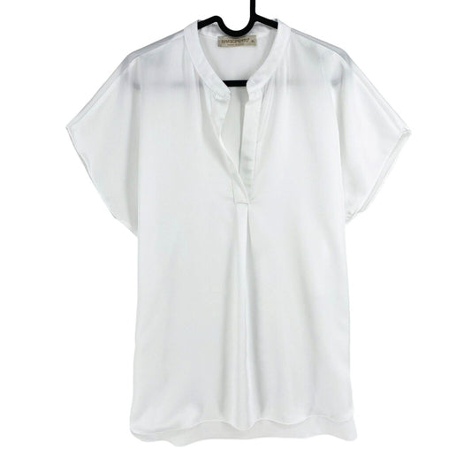 RINASCIMENTO Women White V Neck Short Sleeves Blouse Size XL