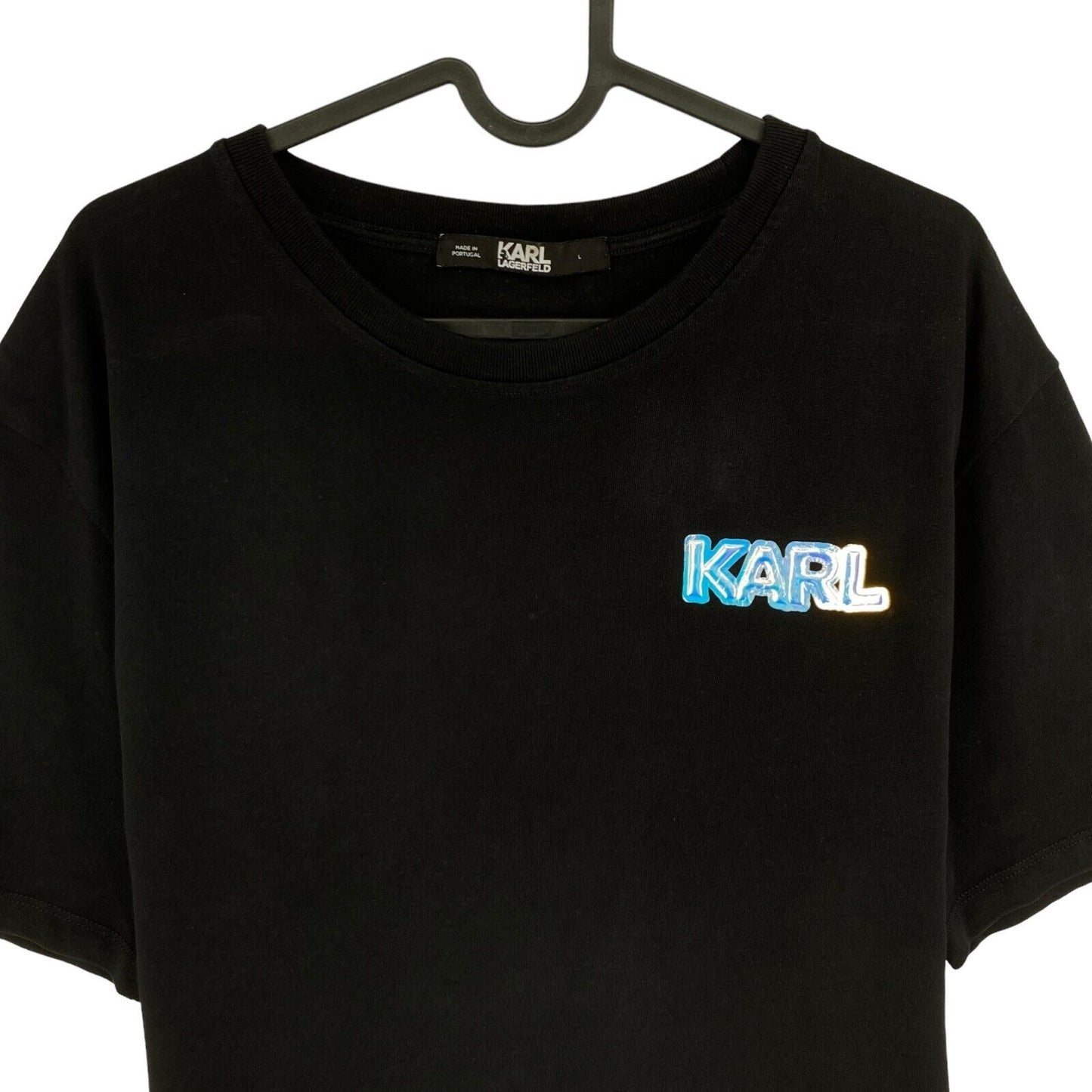 Karl Lagerfeld T-Shirt mit Rundhalsausschnitt und Ballon-Logo, Schwarz, Größe L