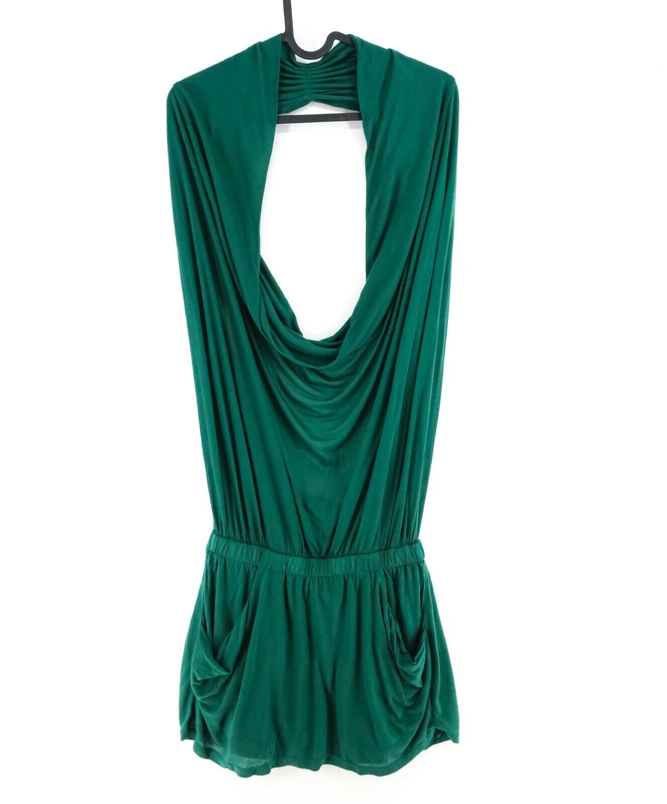 KAI-AAKMANN Green Scoop Neck Pleated Back Less Dress Size S