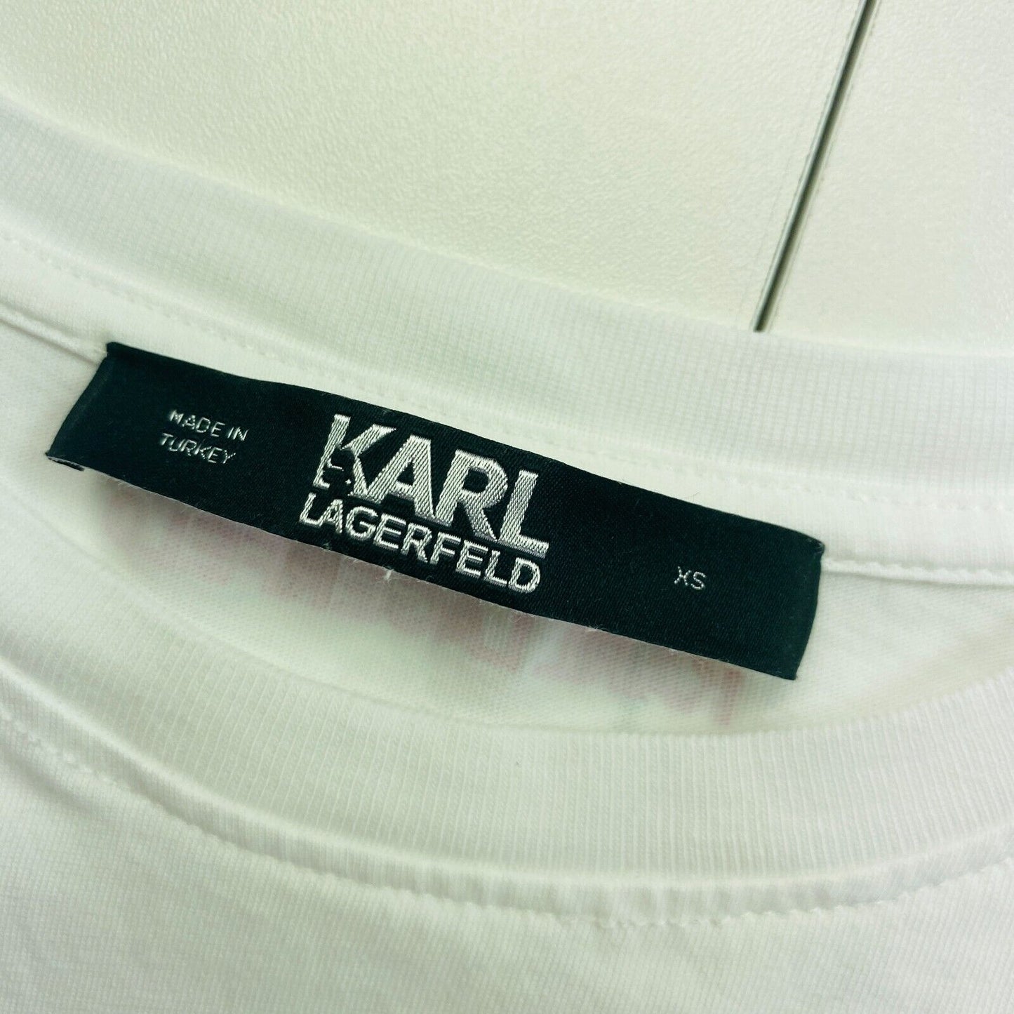 Karl Lagerfeld White Crew Neck T-Shirt Top Size XS