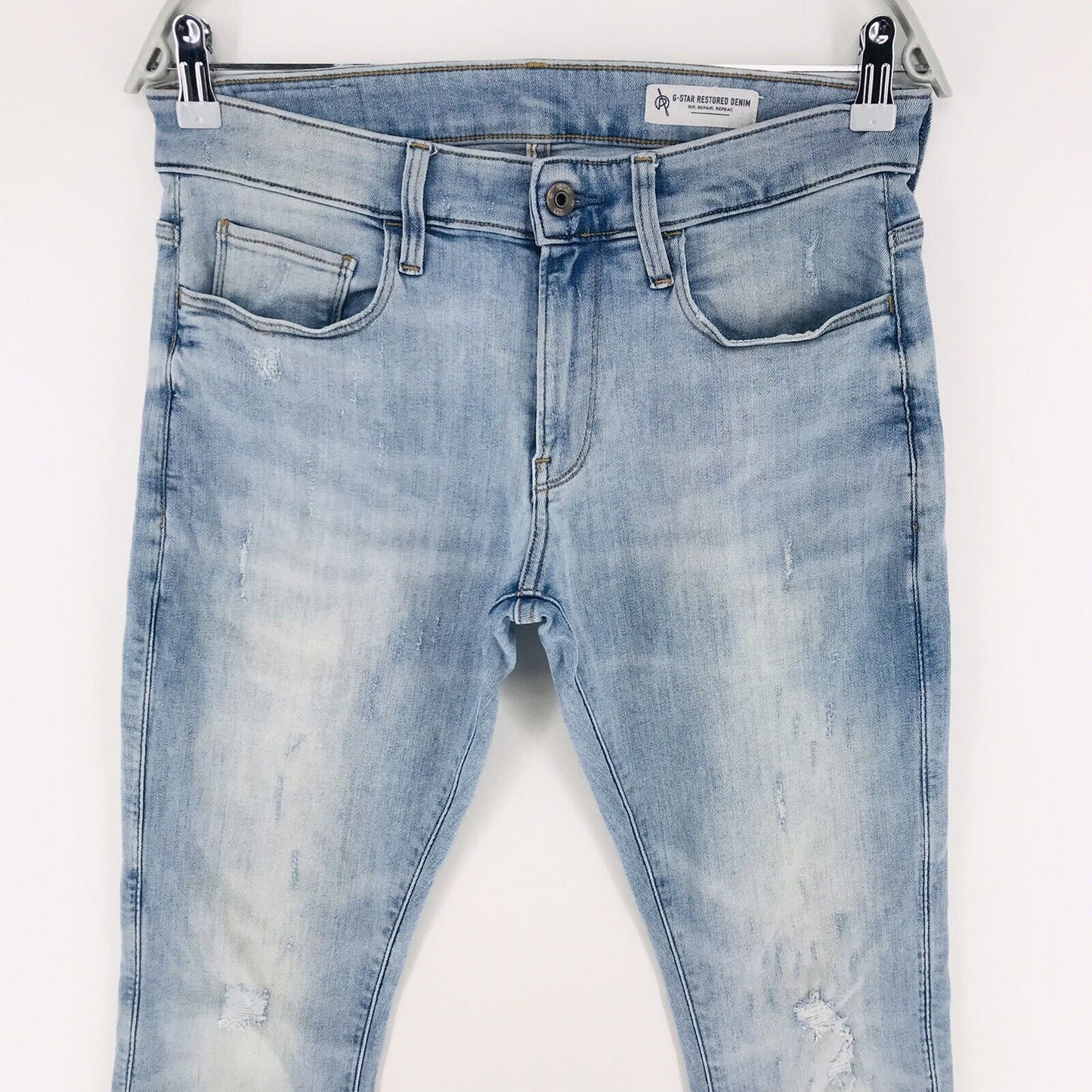 G-STAR Restored Denim Deconstructed Blue Super Slim Fit Distressed Jeans W30 L34