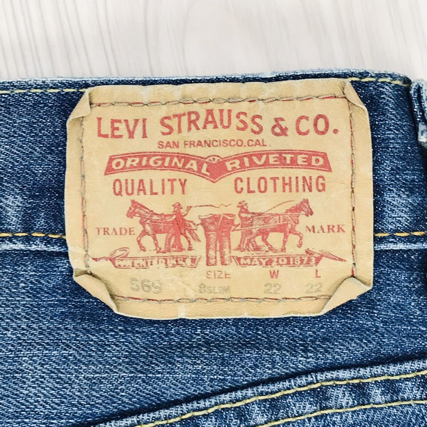 Vintage Levi's 569 Boys Blue Loose Straight Fit Jeans 8 Slim / W22 L22