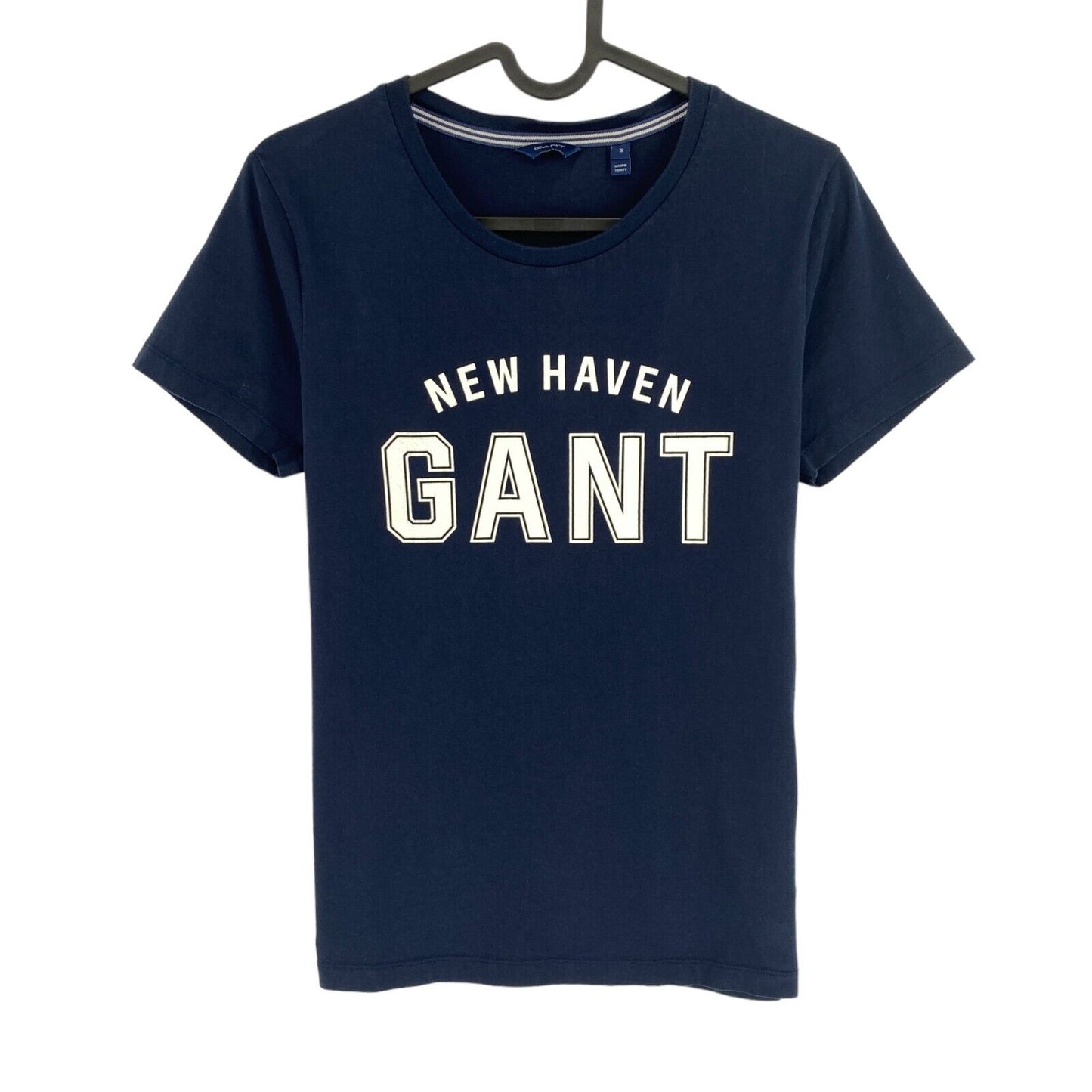 GANT Women Navy Blue Logo Crew Neck SS T Shirt Size S