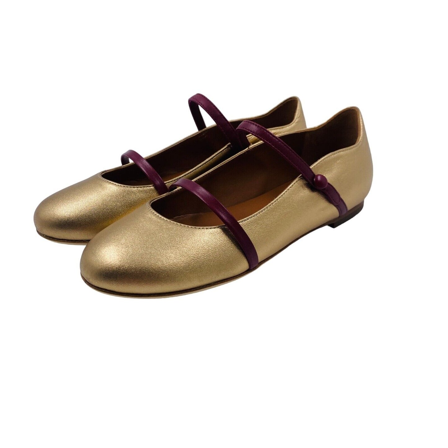 MALONE SOULIERS Gold Maureen Pump Smalls Flat Shoes Size EU 33 UK 13.5 US 1.5