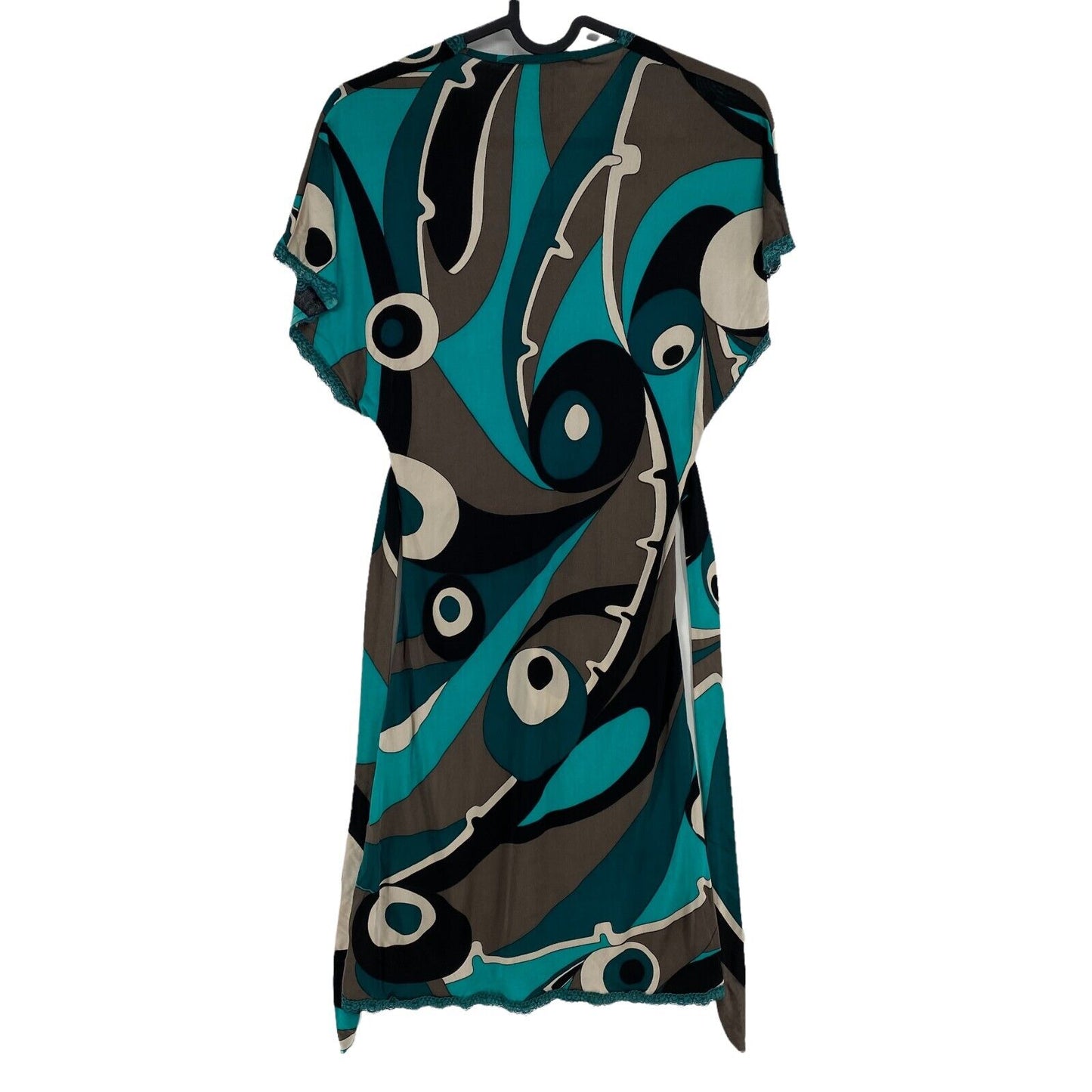 Paisley Teal Green Deep V-Neck Tunic Dress Size M