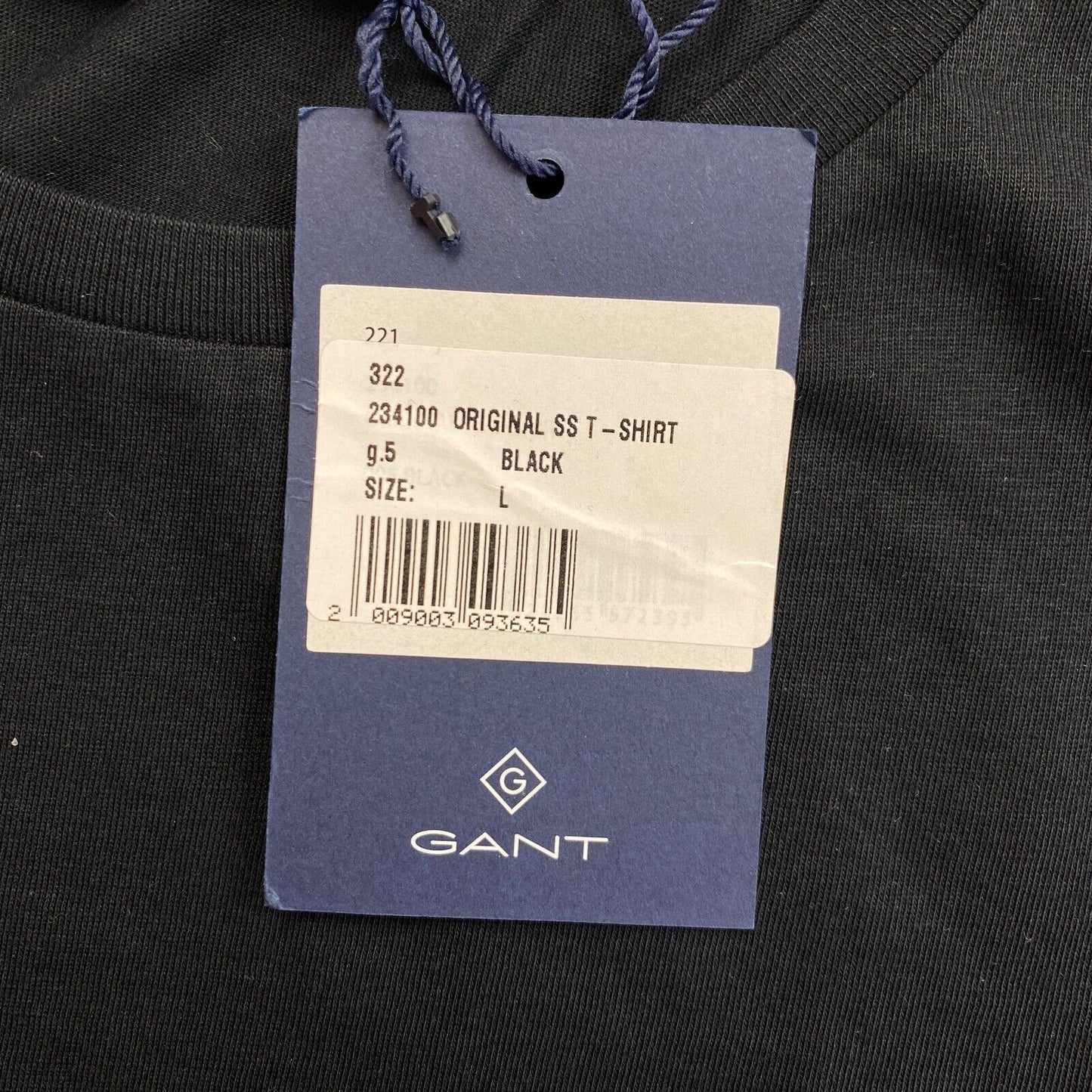 GANT Black Original Crew Neck T-Shirt Size L