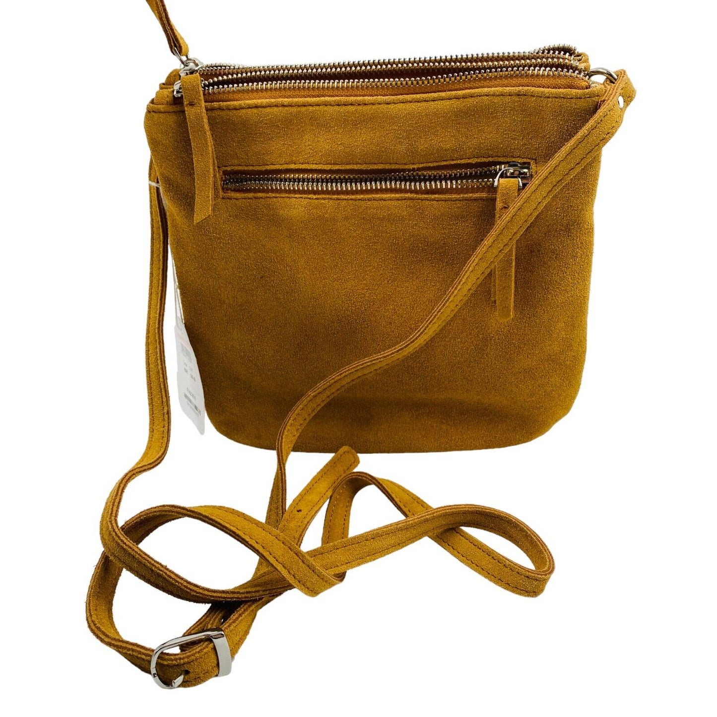 MAZARIN Dark Yellow Suede Leather Handbag Shoulder Bag Crossbody Bag