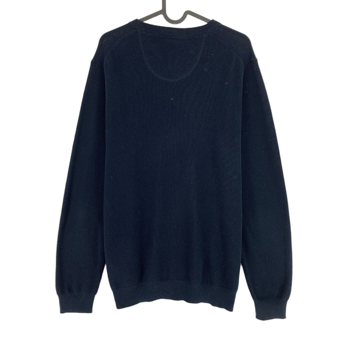 GANT Navy Blue Pique Crew Neck Jumper Sweater Size L