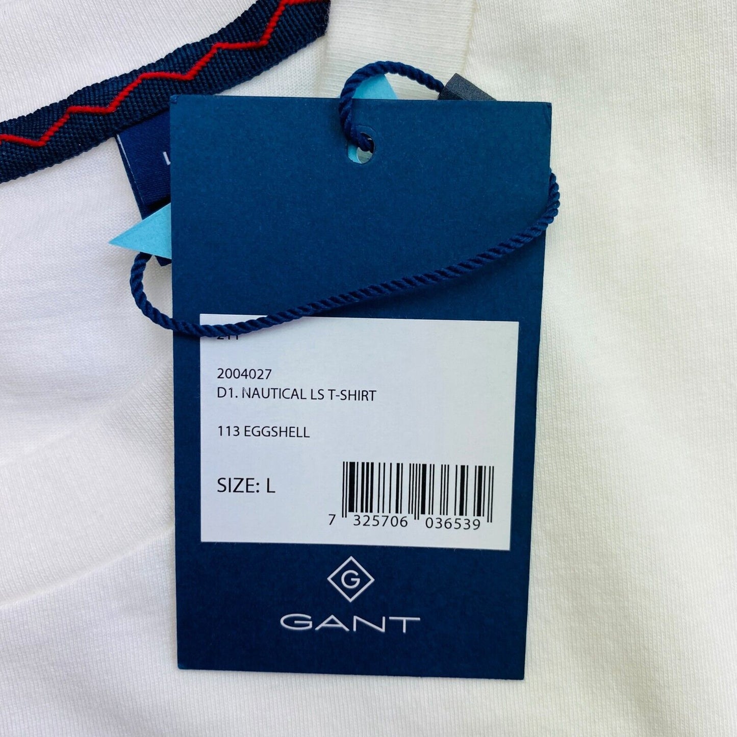 GANT White Nautical Logo Long Sleeves Crew Neck T Shirt Size L