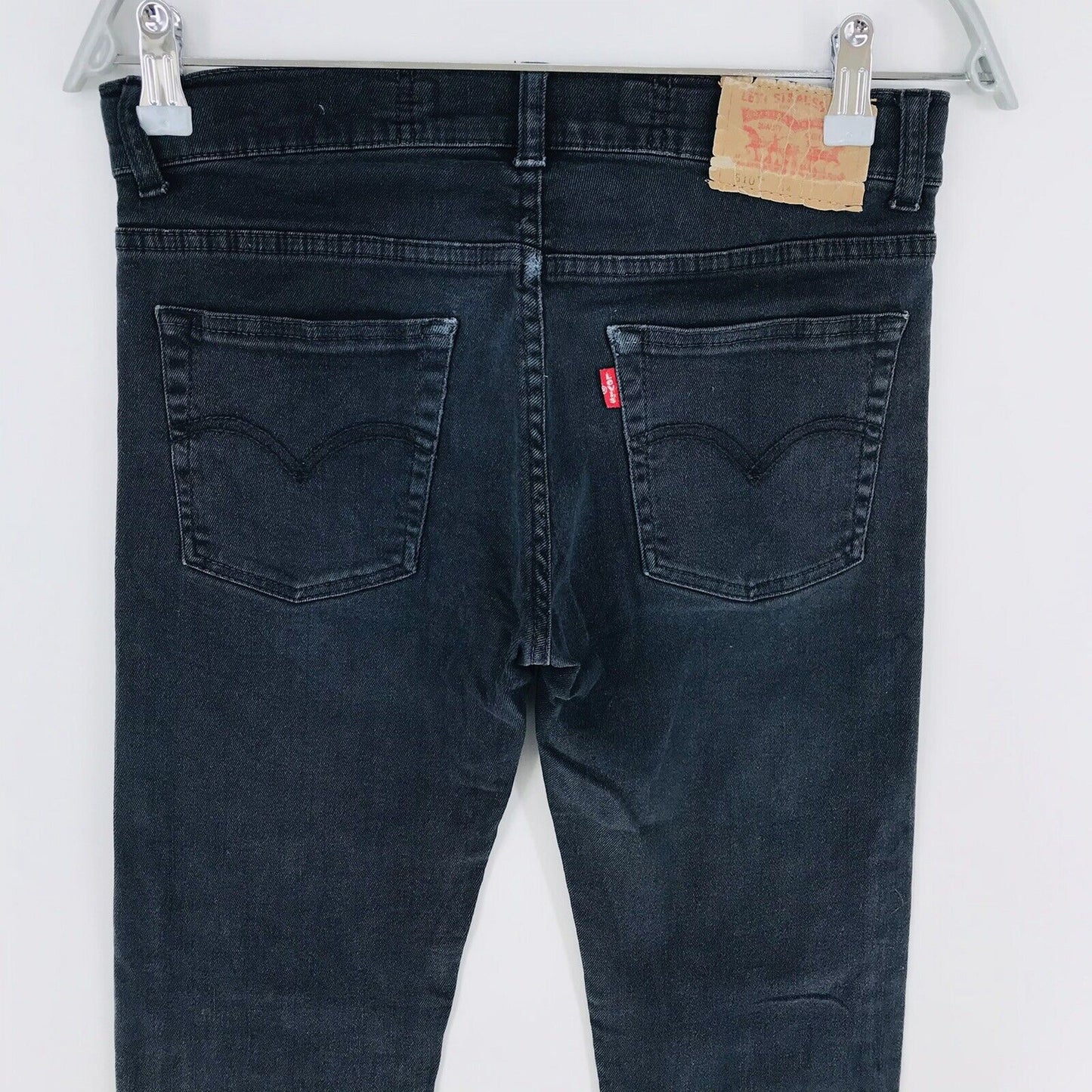 Vintage Levi's 510 Jungen Dunkelgrau Stretch Skinny Fit Jeans 14 / W28 L29