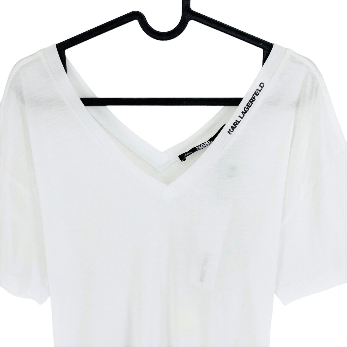 Karl Lagerfeld White Double V Neck T Shirt Size S