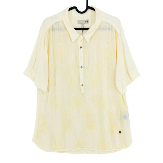 LA MARTINA Beige Bluse mit Blumenstickerei, Größe 5/XL