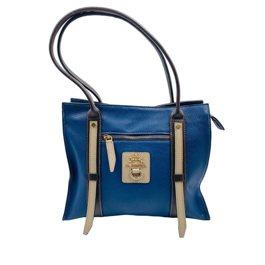 La Martina Blue 100% Leather Shoulder Bag Handbag