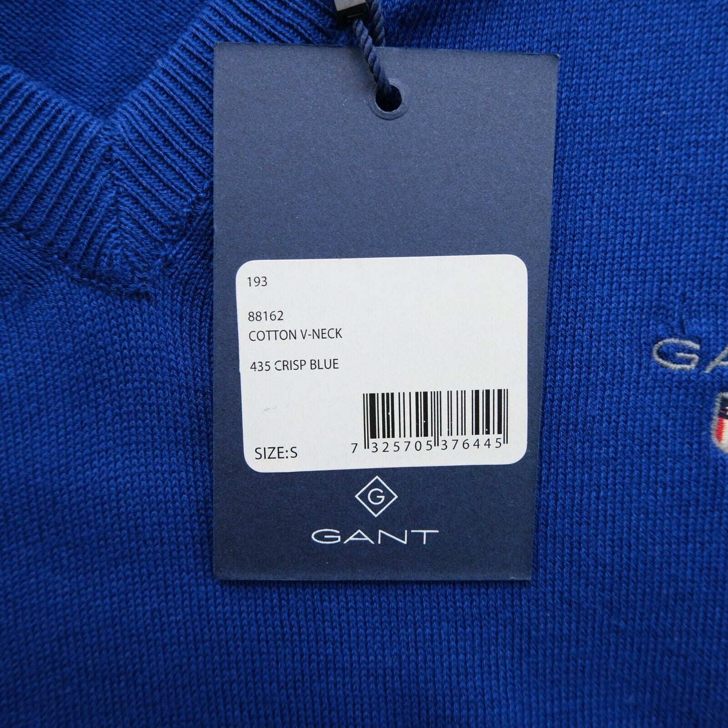 GANT Bleu vif Col en V Pull en coton Taille S