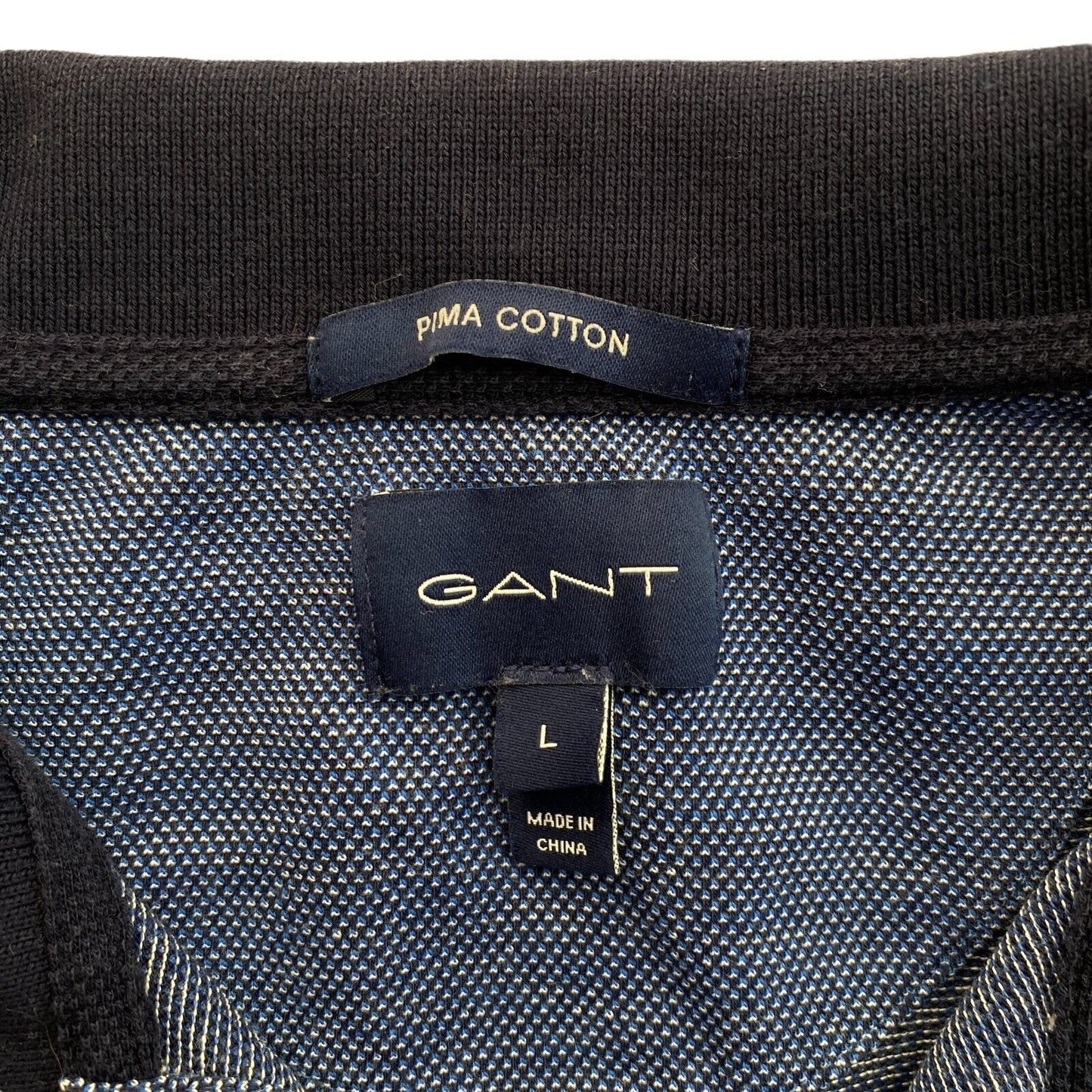 GANT Dark Blue 4-Col Oxford Pique Rugger Polo Shirt Size L