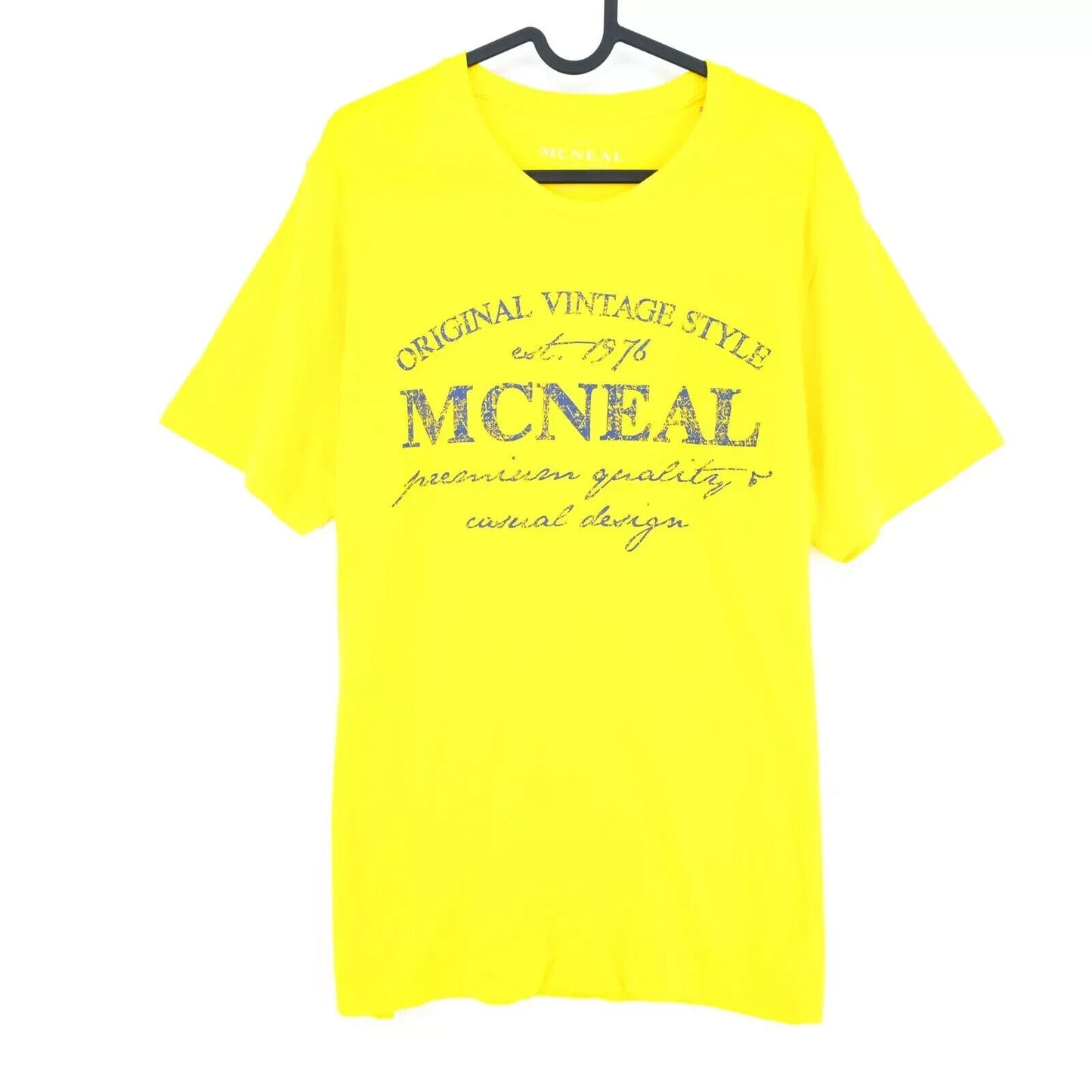 MCNEAL Mens Yellow Graphic Print Crew Neck T Shirt Size 2XL XXL