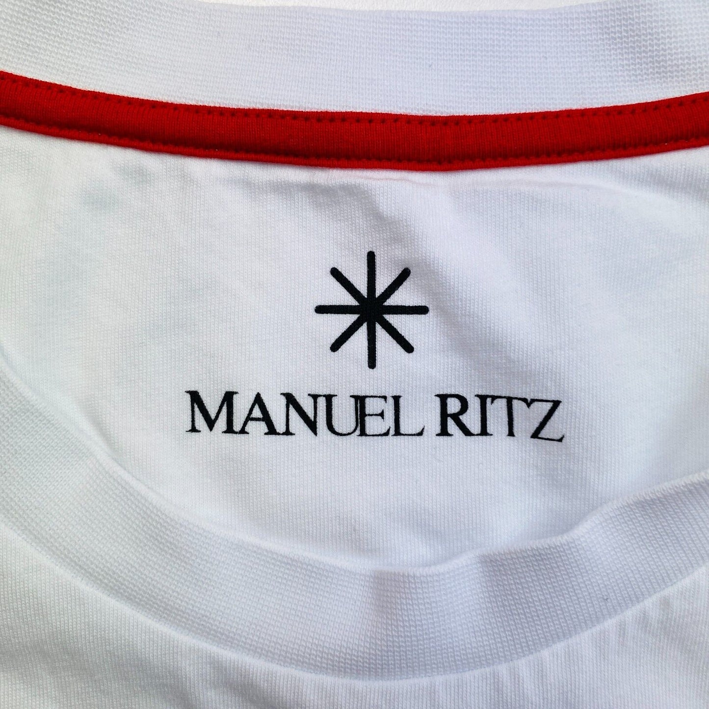 MANUEL RITZ Men White Graphic Print Crew Neck T Shirt Size L