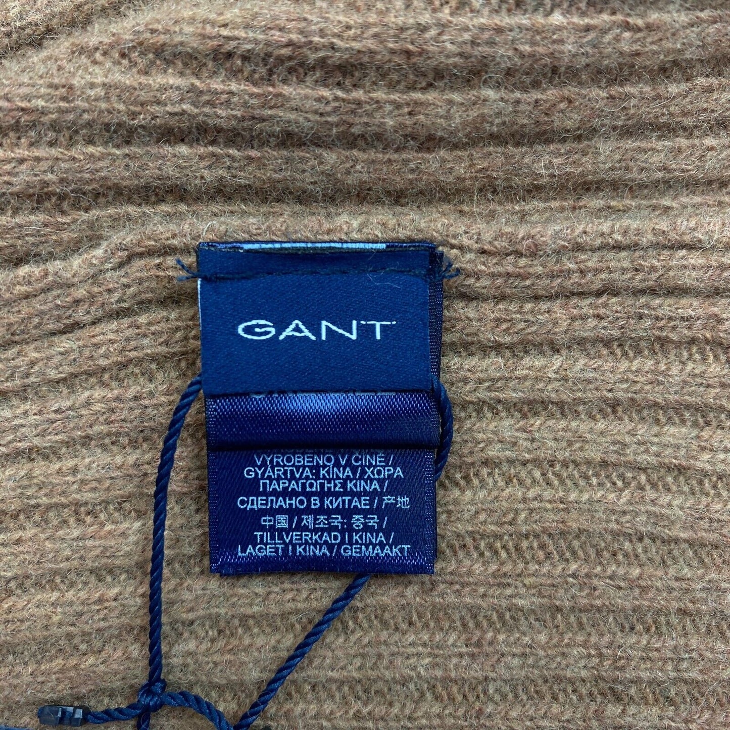 GANT Brown Men's Wool Knit Scarf One Size