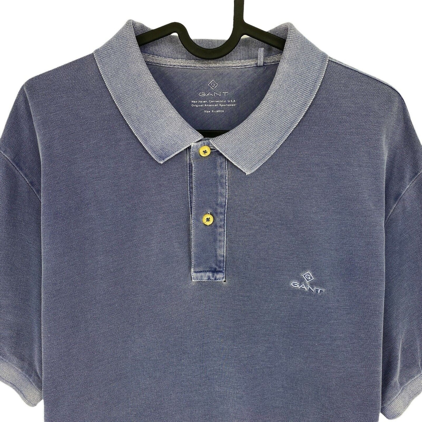 GANT Greyish Blue Sun Faded Pique Rugger Polo Shirt Size XL