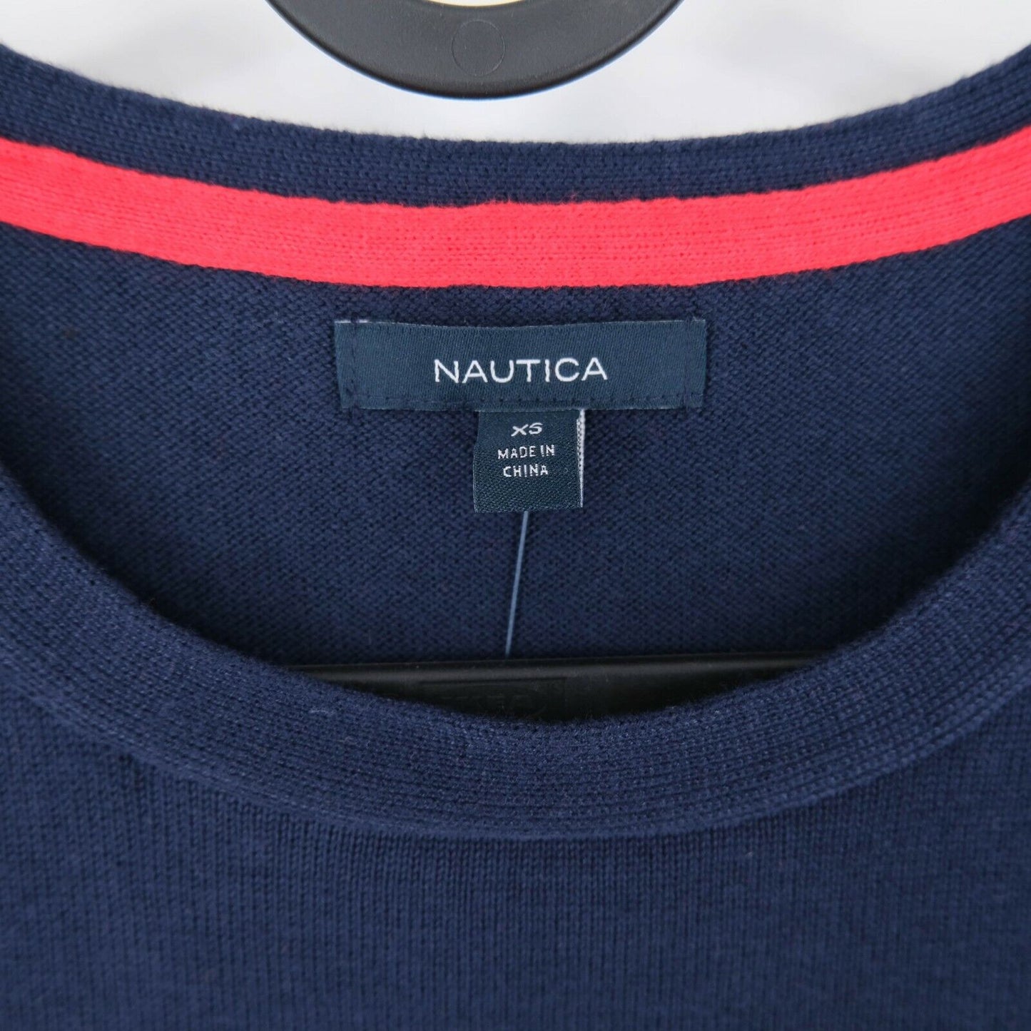 NAUTICA Navy Blue Striped Crew Neck Jumper Sweater Pullover Size XS