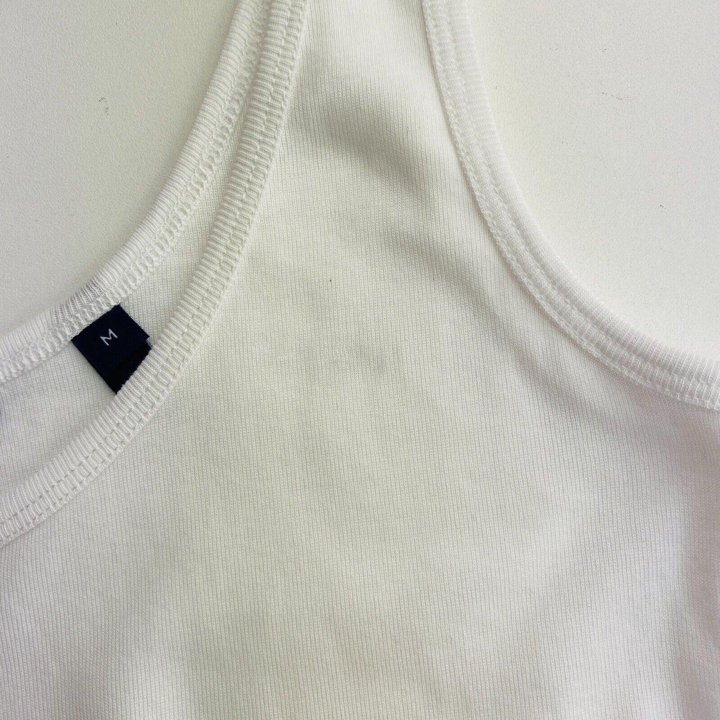 GANT Women White 1x1 Rib Tank Top Size M