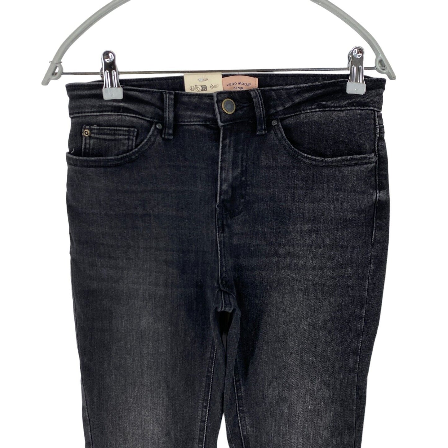 VERO MODA FLASH Damen Jeans mit mittelhohem Bund und Skinny-Fit, Dunkelgrau, Größe M, W28, L30