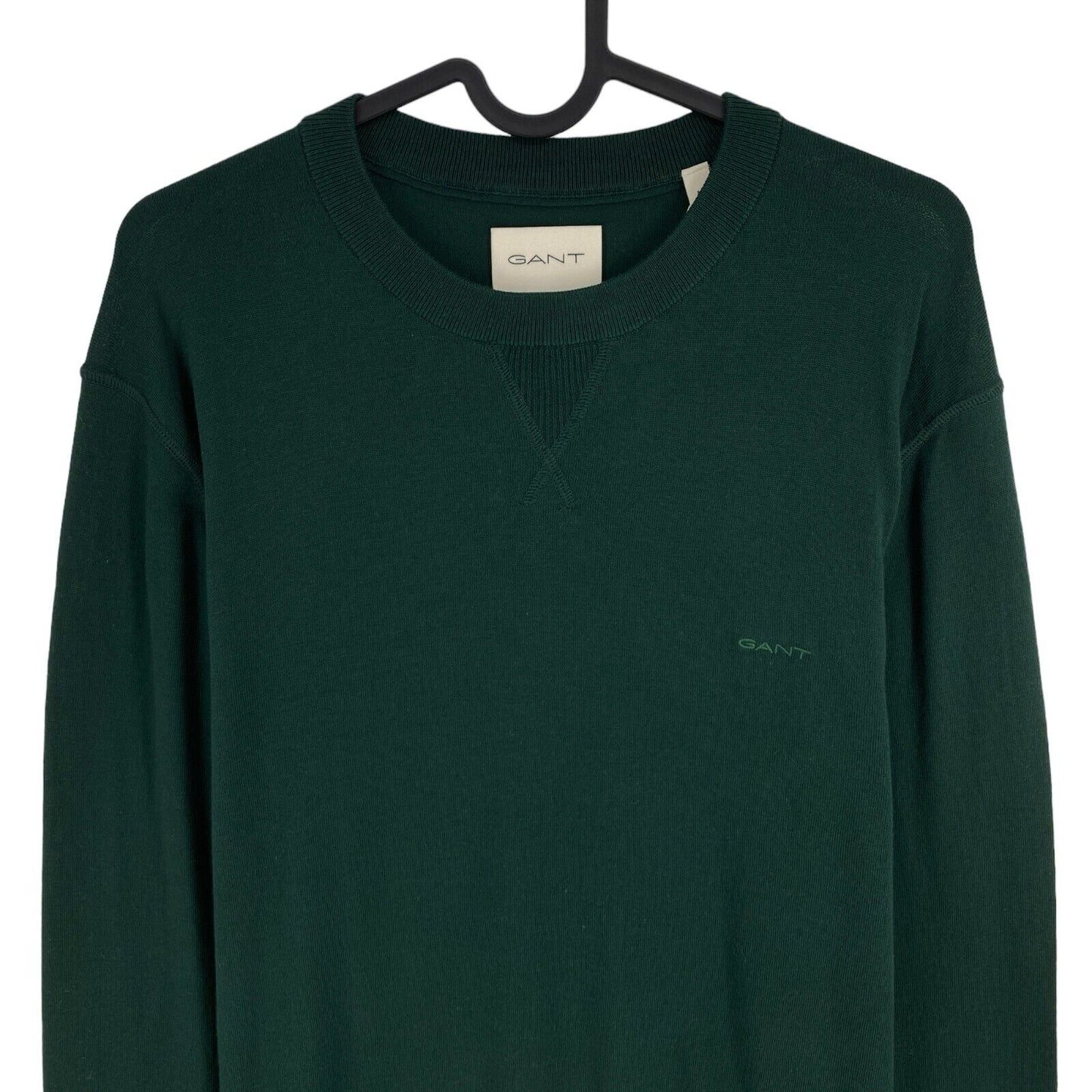 GANT Pull à col rond en soie et coton vert foncé Taille L