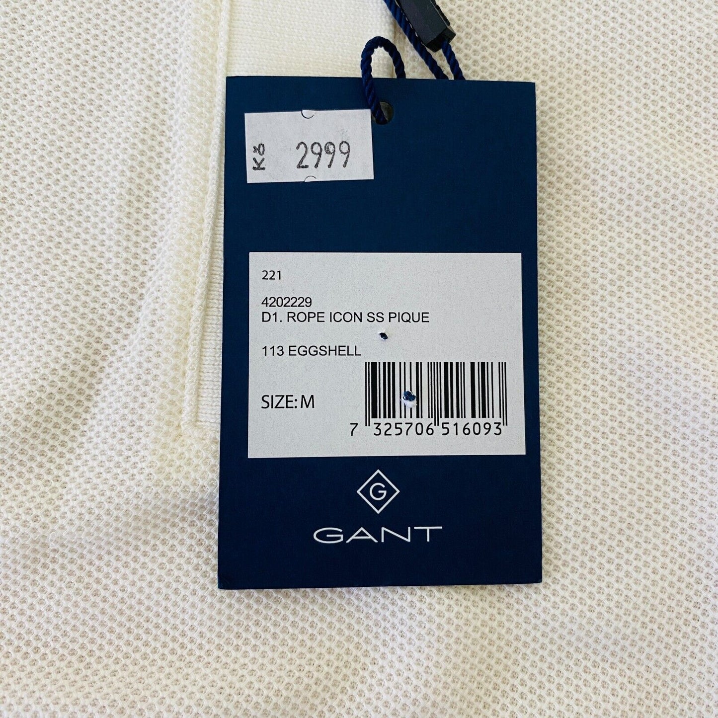 GANT Women White Rope Icon Pique Polo Shirt Size M